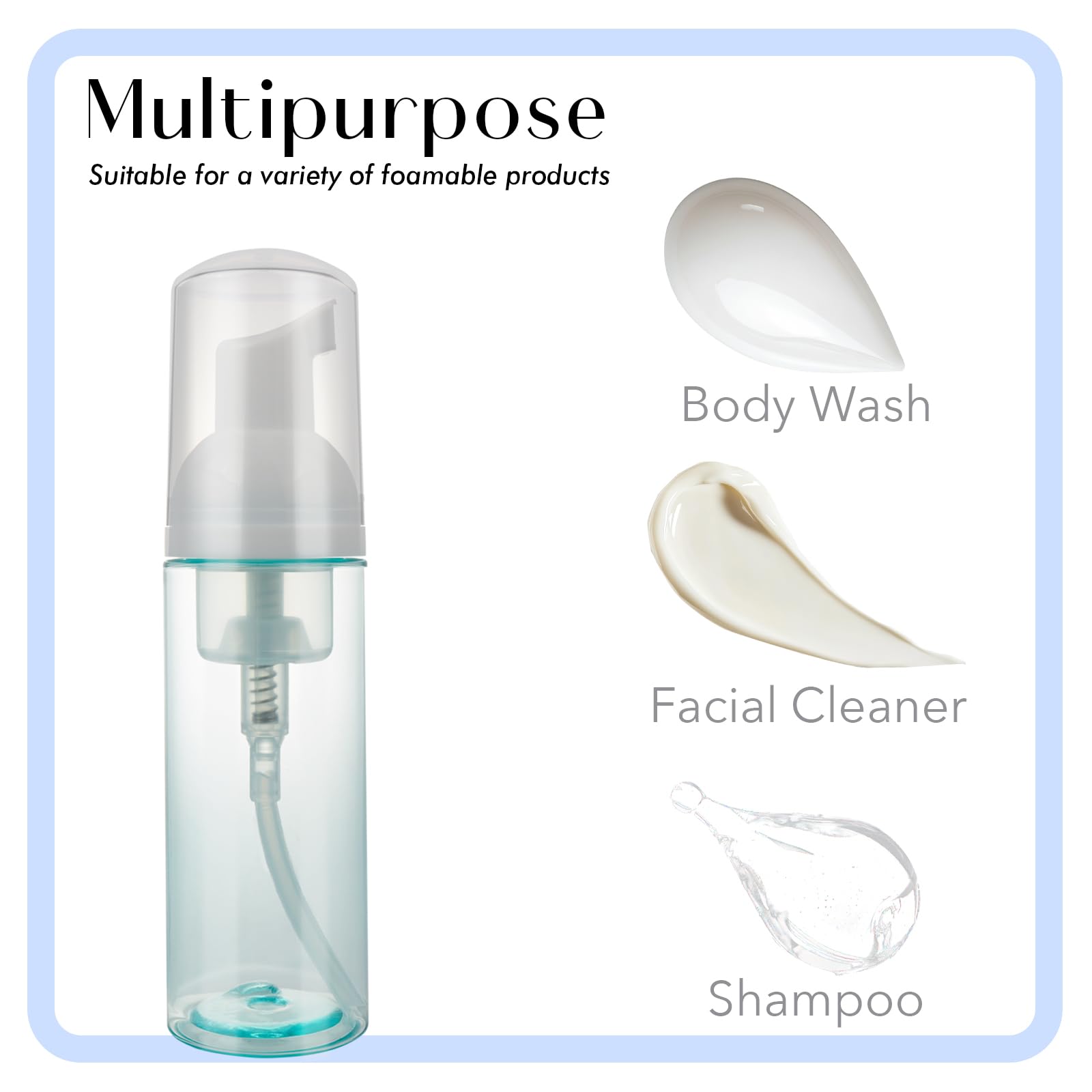 4 Pack Foam Pump Bottle Travel 2 Oz/60 Ml Small Size Mousse Foam Soap Dispenser Refillable Plastic Foaming Soap Dispenser Empty