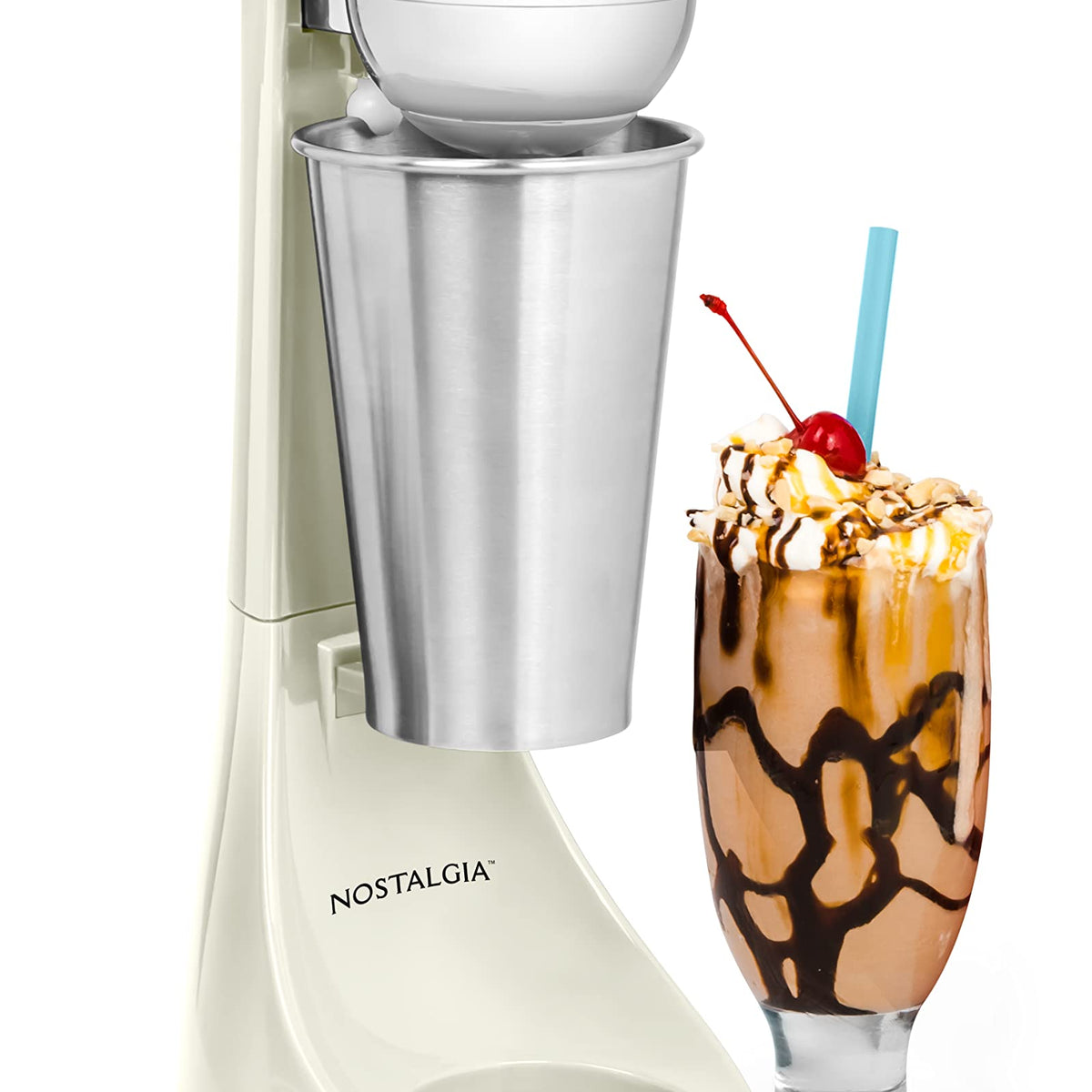 Nostalgia Two-Speed Electric Milkshake Maker And Drink Mixer, Includes ...