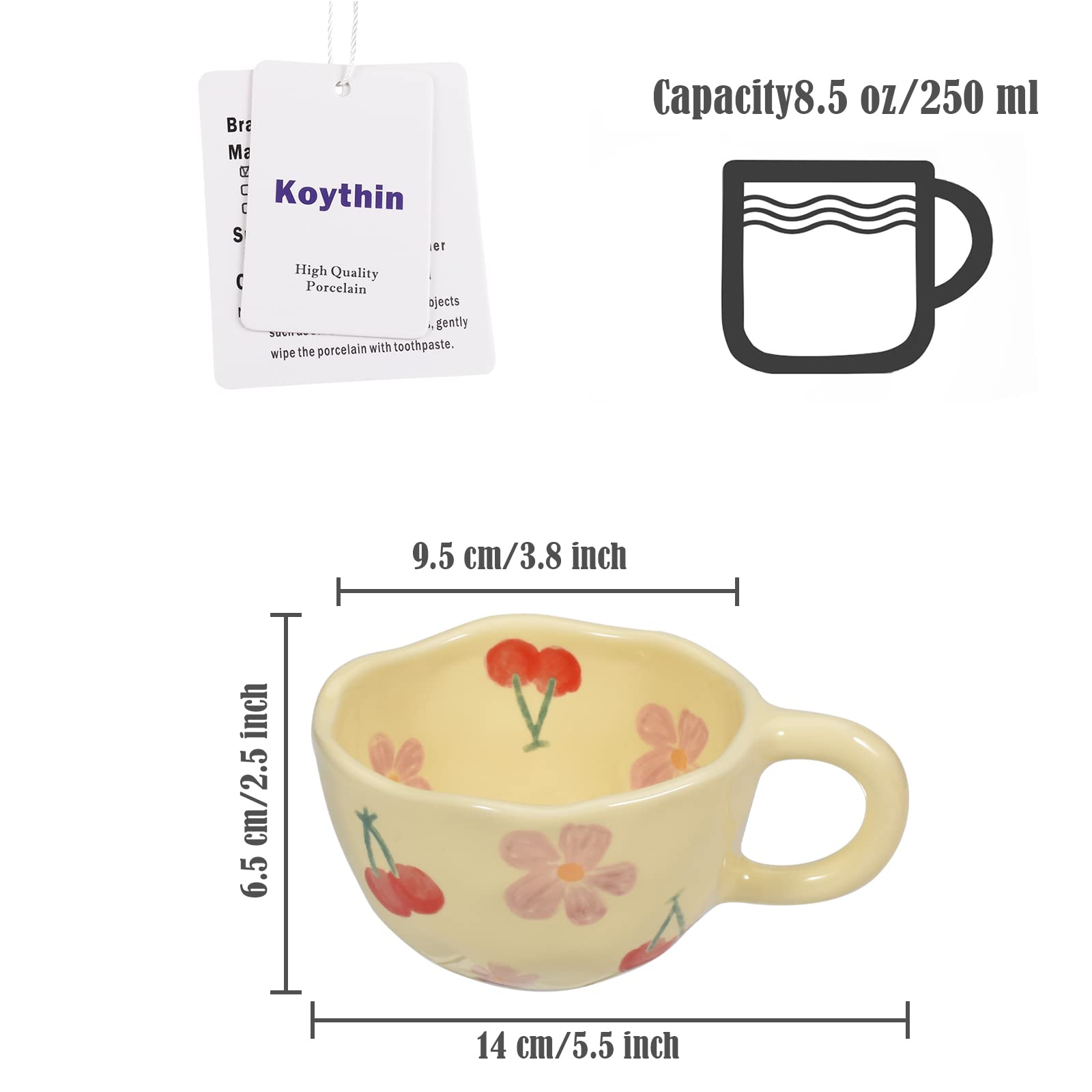 Koythin Ceramic Coffee Mug, Creative Flower Cup For Office And Home, Dishwasher And Microwave Safe, 8.5 Oz/250 Ml For Latte Tea