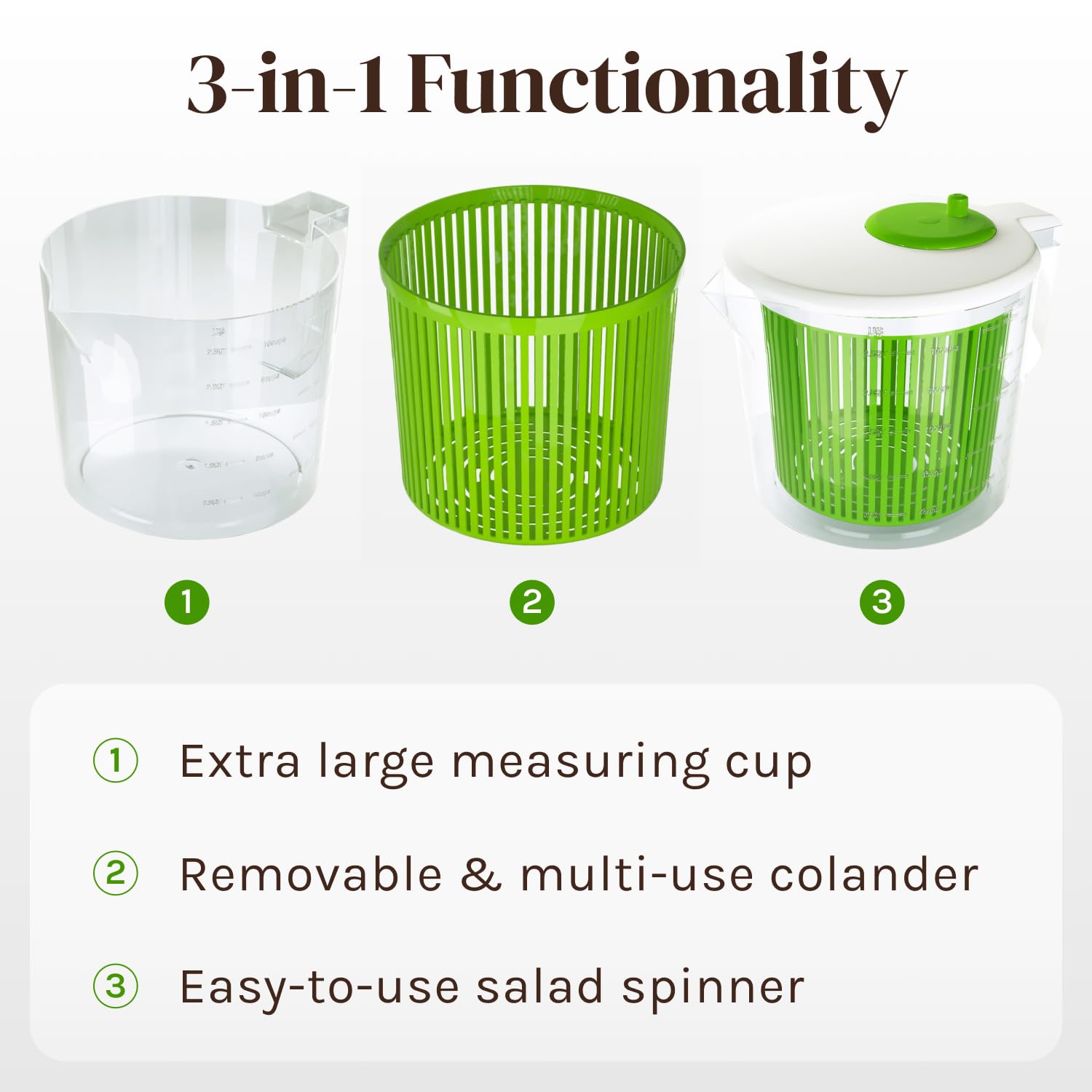 Single Serve Small Salad Spinner - Mini Prep Lettuce Spinner And Dryer With Measuring Cup - Collander With Fruit And Vegetable W