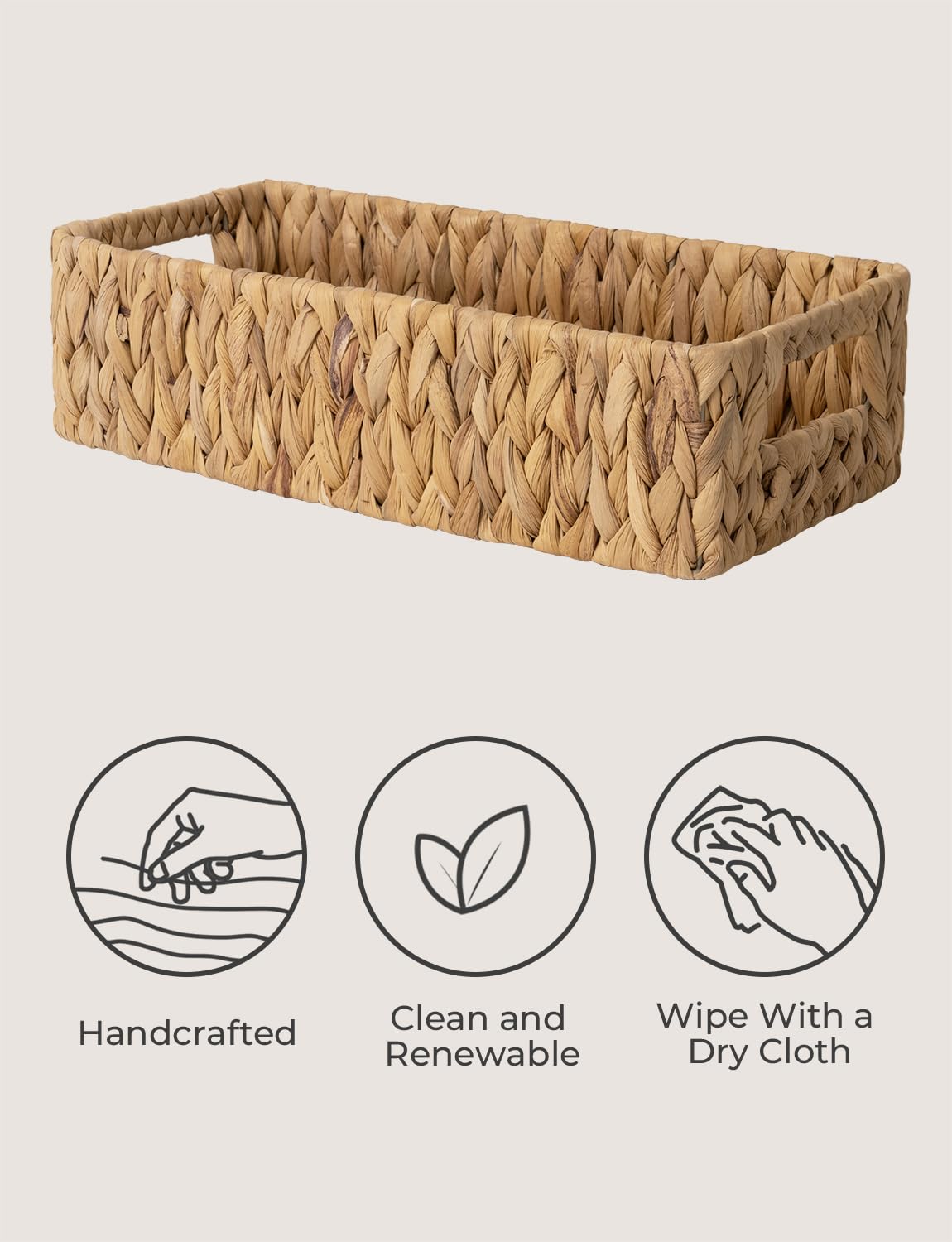 StorageWorks Water Hyacinth Basket for Toilet Paper  Wicker Baskets for Storage with Built-in Handles  14 ?''L x 6 ?''W x 3 ?''H