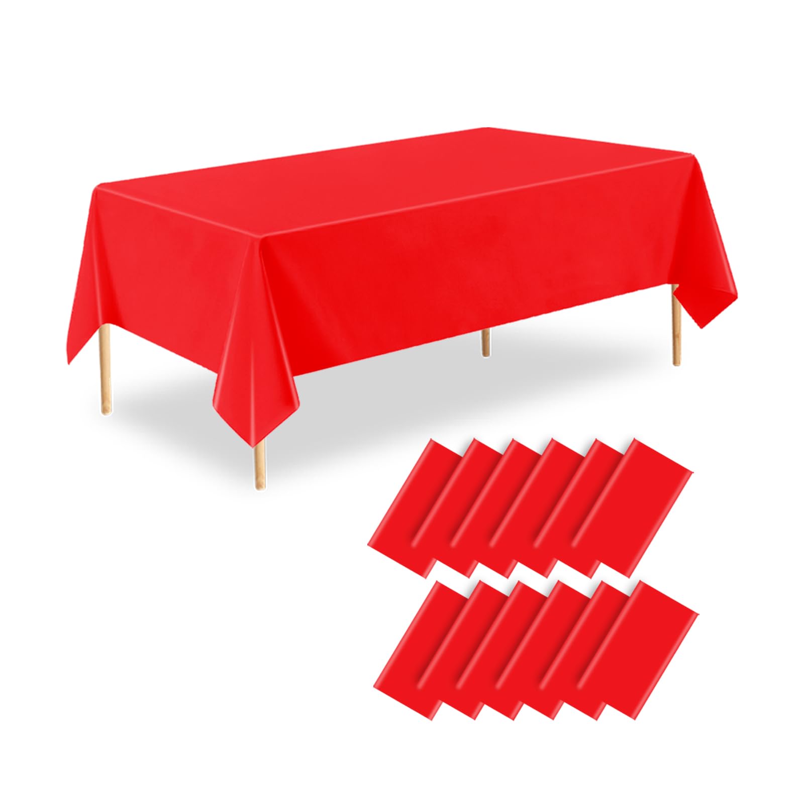 ZHIAXTON 12 Pack Red Plastic Tablecloth,54 X 108 Inch Disposable Rectangular Table Cloth for Birthday,Wedding,Christmas Decorati