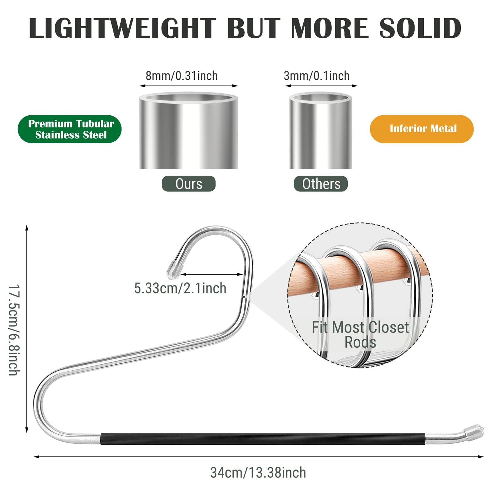 DOIOWN Open Ended Pants Hangers  Stainless Steel Pants Jean Hangers 8mm Thick  Multifunctional Non-Slip Hangers for Heavy Pants  Jeans  Trousers  Scarf  Space-Saving Clothes Hangers for Women and Men