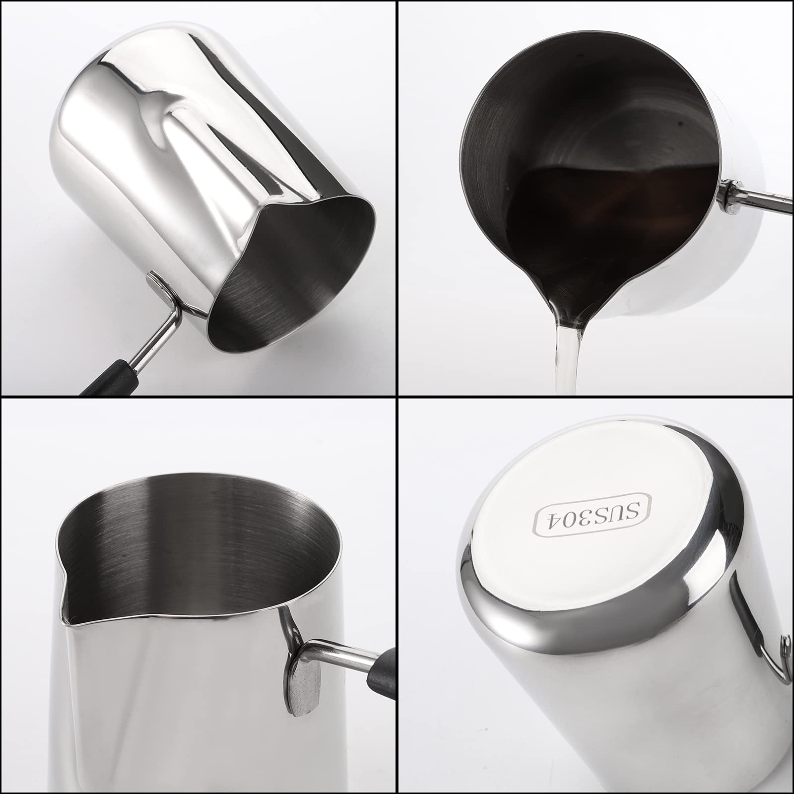 Dicunoy Set Of 2 Milk Butter Warmer Pot, 12Oz/22Oz Turkish Coffee Pot, Stovetop Chocolate Melting Pan, Cezve Ibrik Briki Greek A