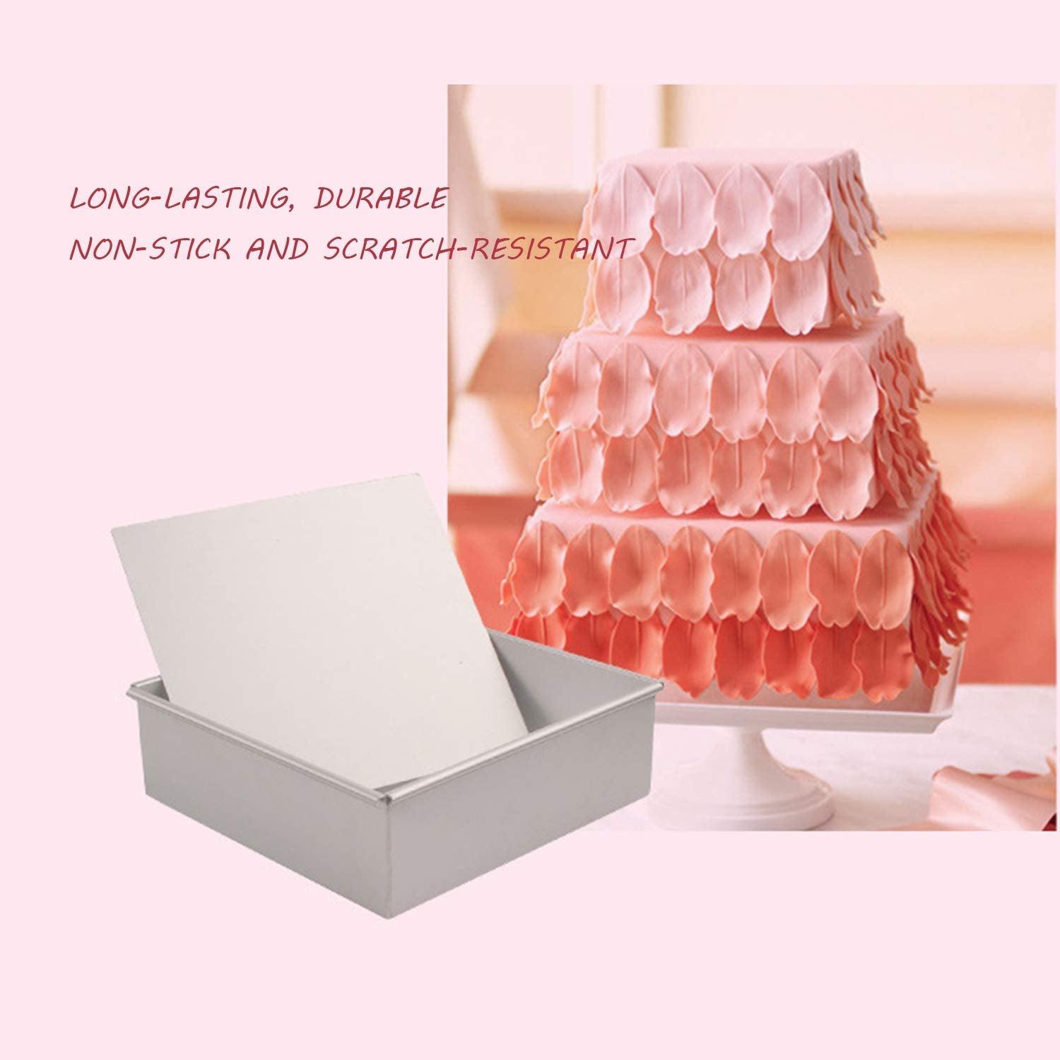 Anodized Aluminum Square Cheesecake Pan Chiffon Cake Mold Baking Mould With Removable Bottom 7 Inch X 7 Inch X 3 Inch (A 7 Inch)