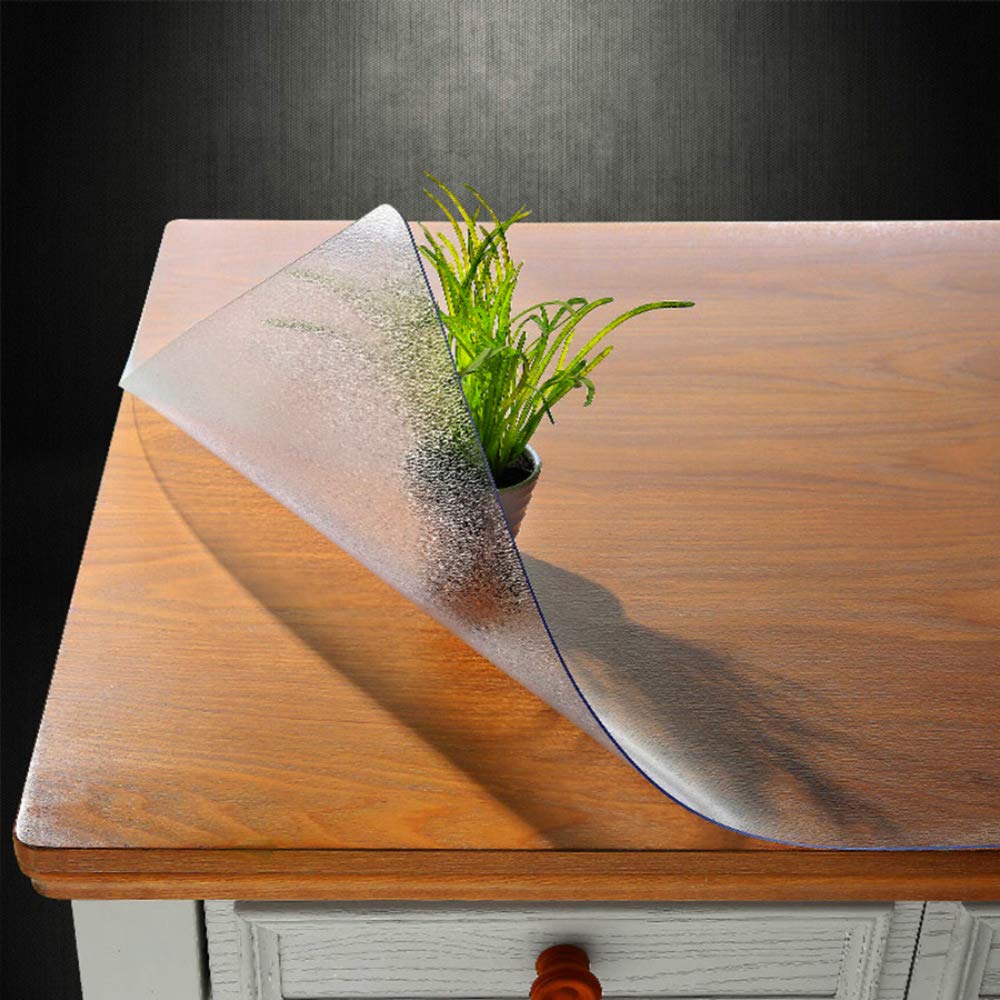 Necaux Custom 42 X 120 Inch Frosted Table Cover Protector, 1.5Mm Thick Wood Grain Transparent Table Pad Non-Slip Tablecloth Plas