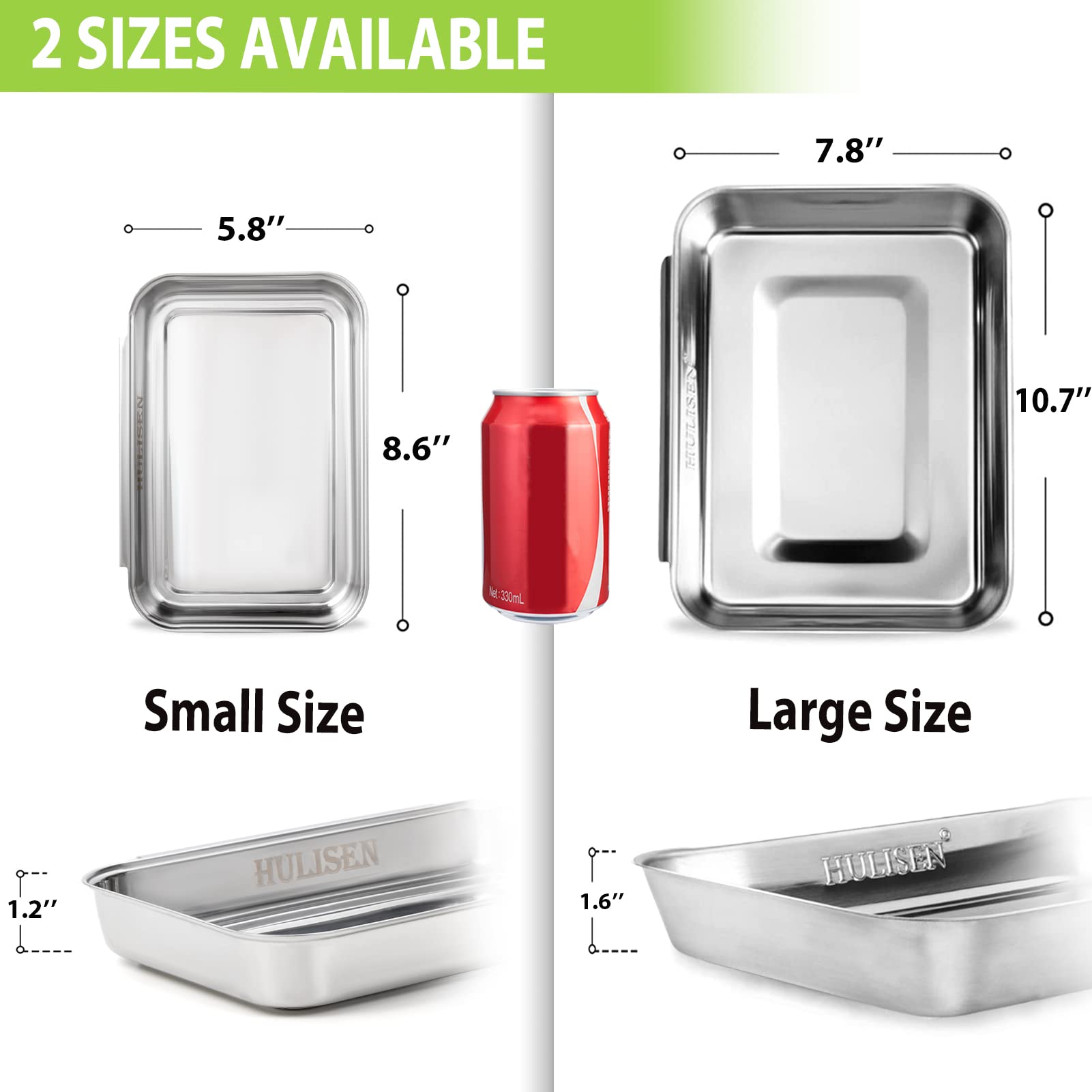 Hulisen Breading Trays Set Of 3, Large Stainless Steel Breading Pans For Dredging Chicken Breasts And Marinating Meat, Interlock