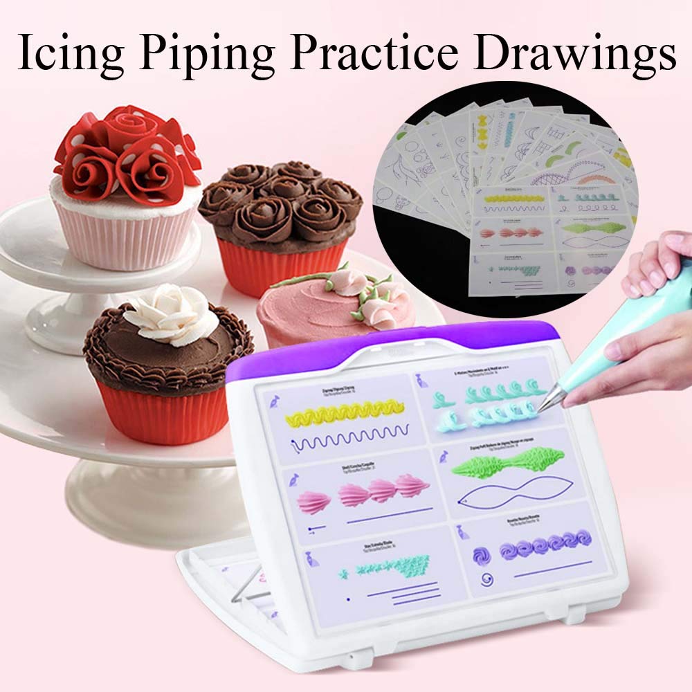 Icing Piping Nozzles Practice Drawings, Cake Pastry Beginner Practice Paper Fondant Decorating Including 23 Popular Patterns Gif