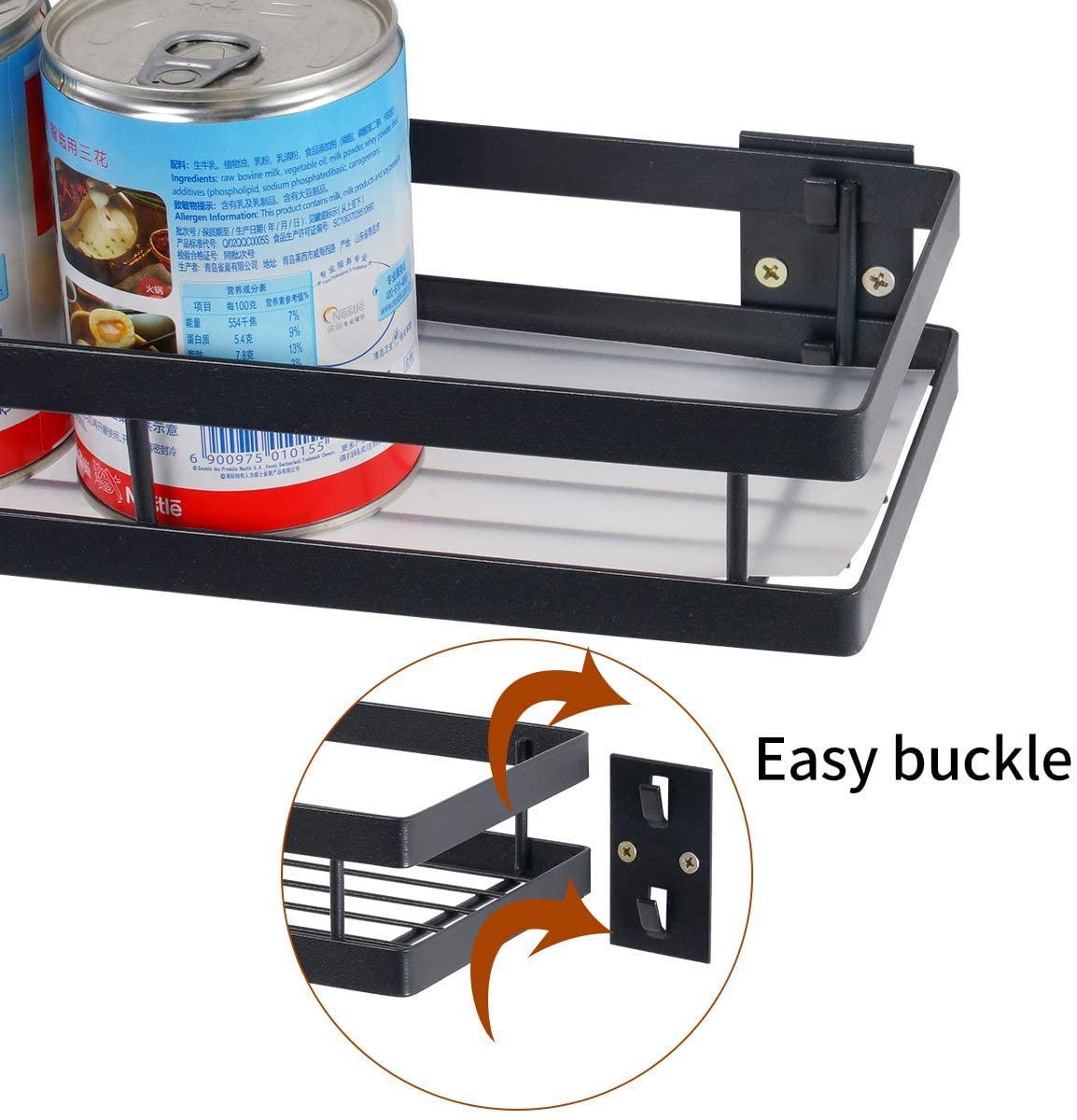 Craft Expertise Metal Spice Rack Organiser Wall Mounted, Hanging Seasoning Spice Rack Shelf Holder, Storage For Kitchen Cabinet