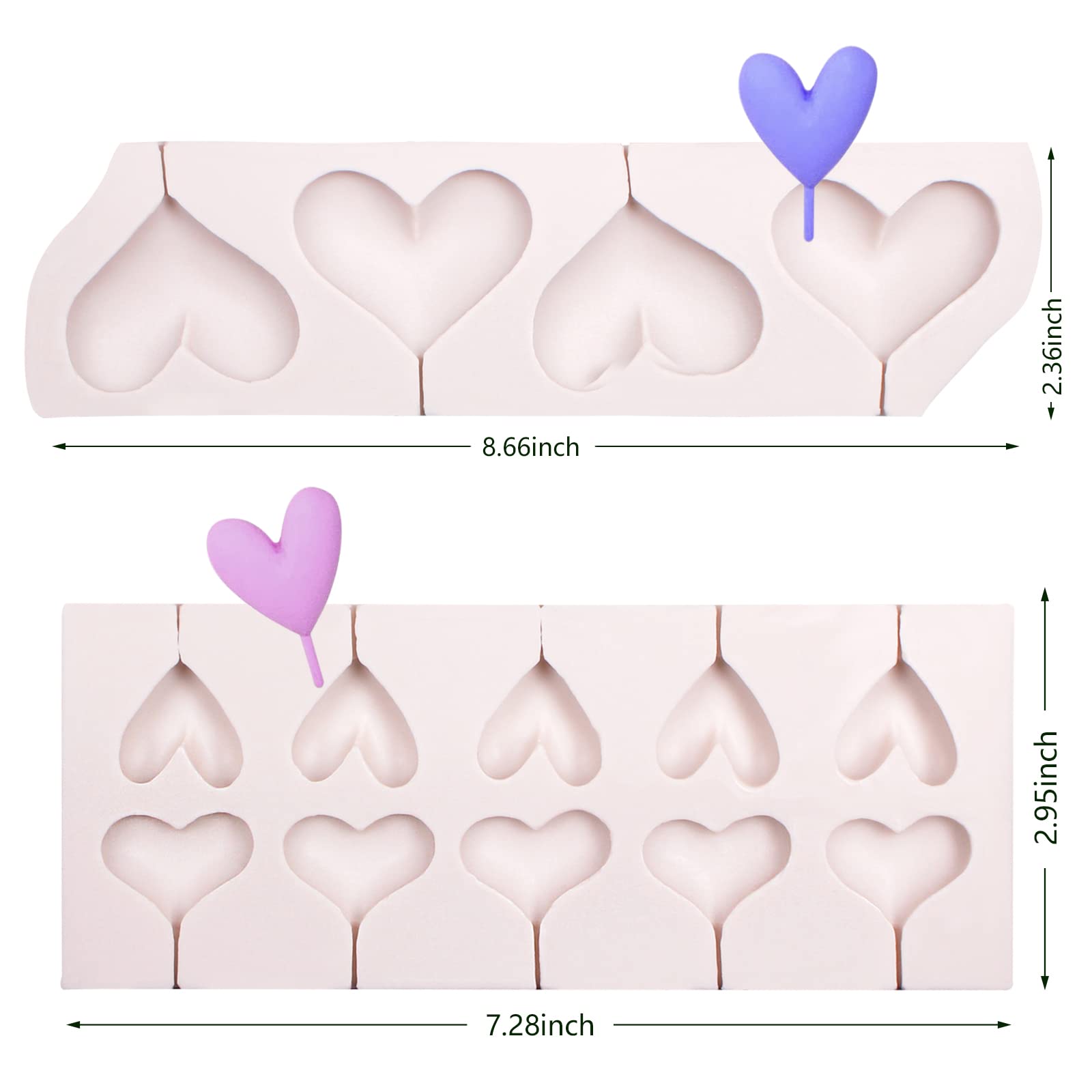 Love Lollipop Fondant Molds, Heart-Shaped Candy Chocolate Silicone Molds, Used For Cake Cupcake Decoration, Sugar Craft Glue, Je