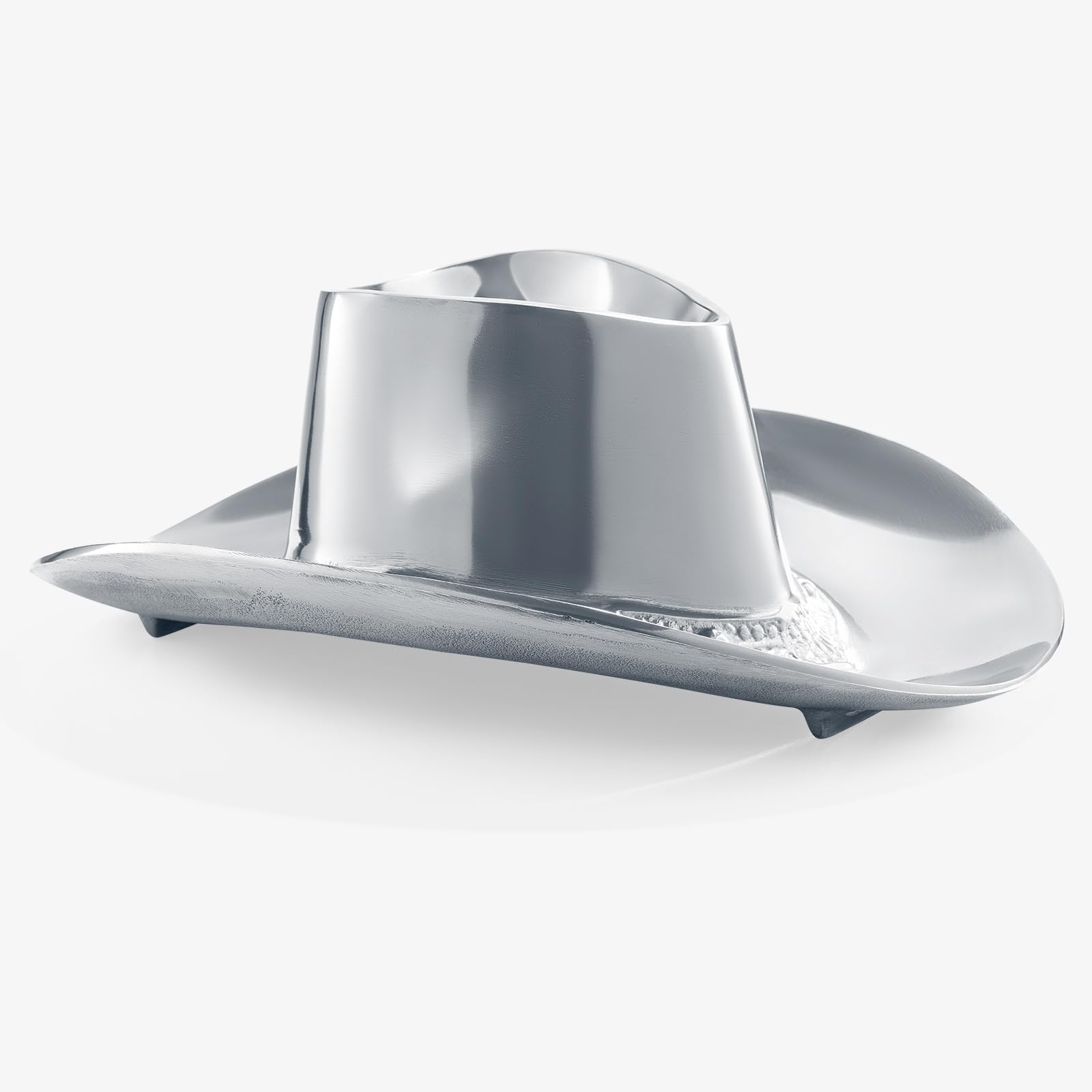Cowboy Hat Chip and Dip Serving Bowl Silver Brass Snack