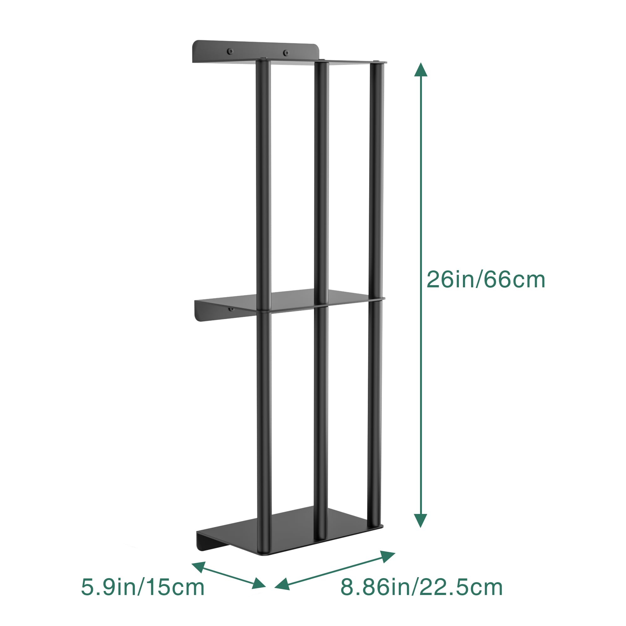 Susswiff Towel Racks For Bathroom, Wall Mounted Towel Holder, 2 Tier Towel Rack With Shelf, Heavy Duty Bath Towel Holder, Black,
