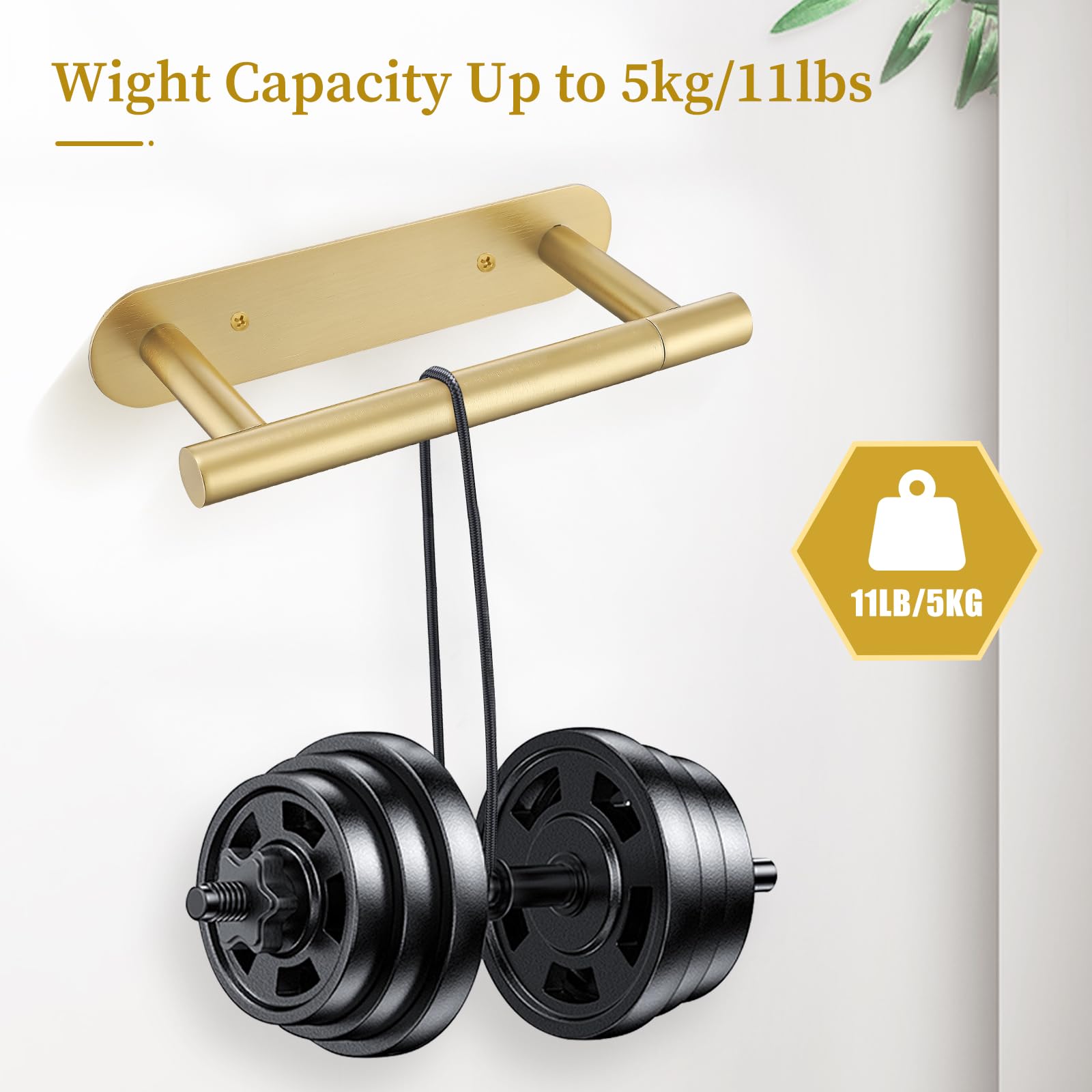 Brushed Gold Toilet Paper Holder, Upgraded Sus304 Stainless Steel Toilet Roll Holder, Modern Double Base Paper Towel Holder Wall