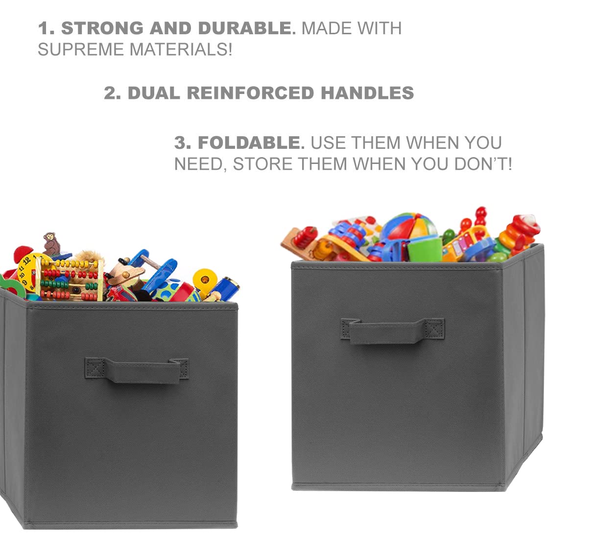 Pomatree Fabric Storage Cubes - 8 Pack - Cube Storage Organizer Bins | Handles On Both Sides | Foldable Cube Storage Bin For Hom