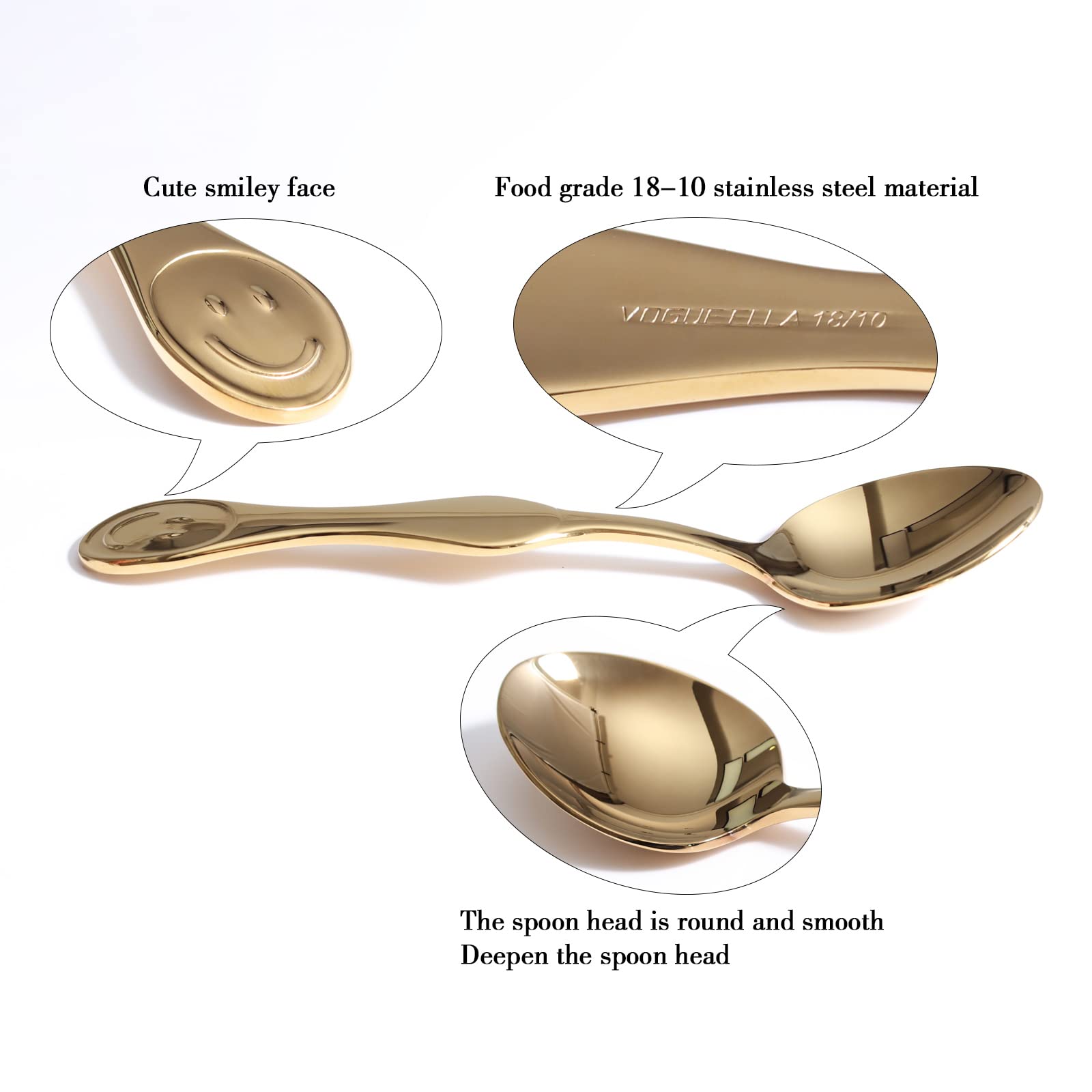 Premium Smiley Face Stainless Steel Dinner Spoon - Perfect For Soup, Coffee And Tea Delights (1 Gold And 1 Silver Two Smiling Sp