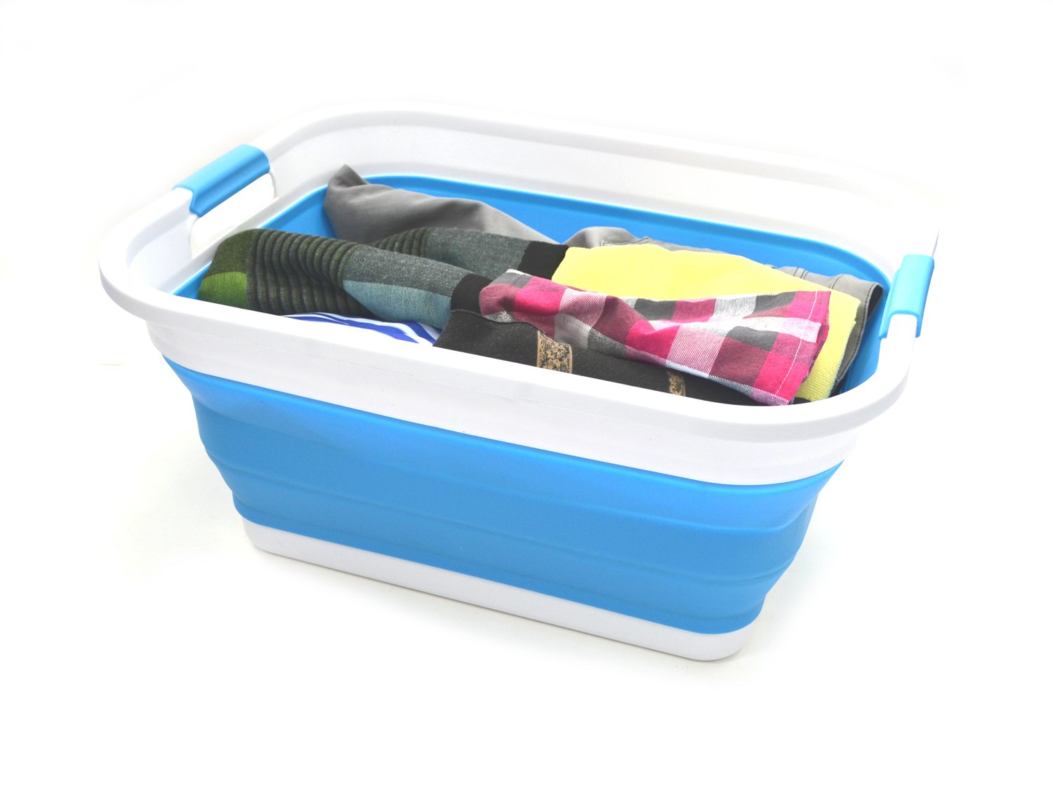 Sammart Set Of 2-41L(108 Gallon) Collapsible Plastic Laundry Basket-Pop Up Storage Container-Portable Washing Tub-Space Saving H