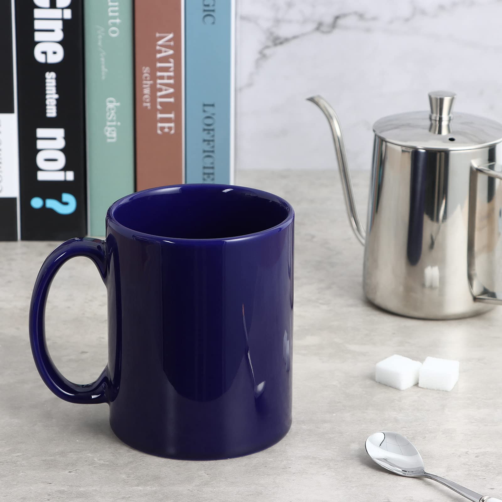 22 Oz Extra Large Coffee Mug, Harebe Smooth Ceramic Boss Giant Tea Cup Big Capacity And Handle For Dad Men, Blue