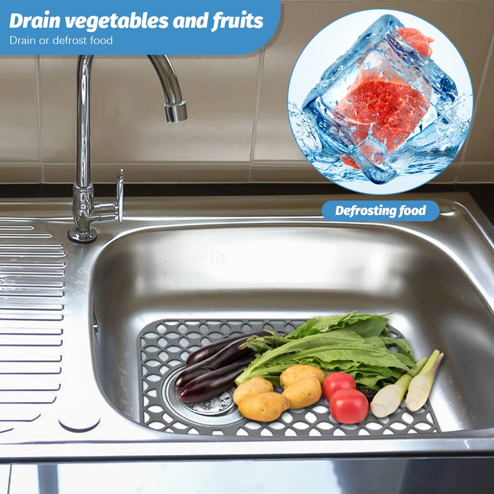 Finphoon Sink Protectors For Kitchen Sink,Kitchen Sink Mats, 2Pcs 13.8'' X 11.4'' Sink Mats For Bottom Of Kitchen Sink, Heat-Res