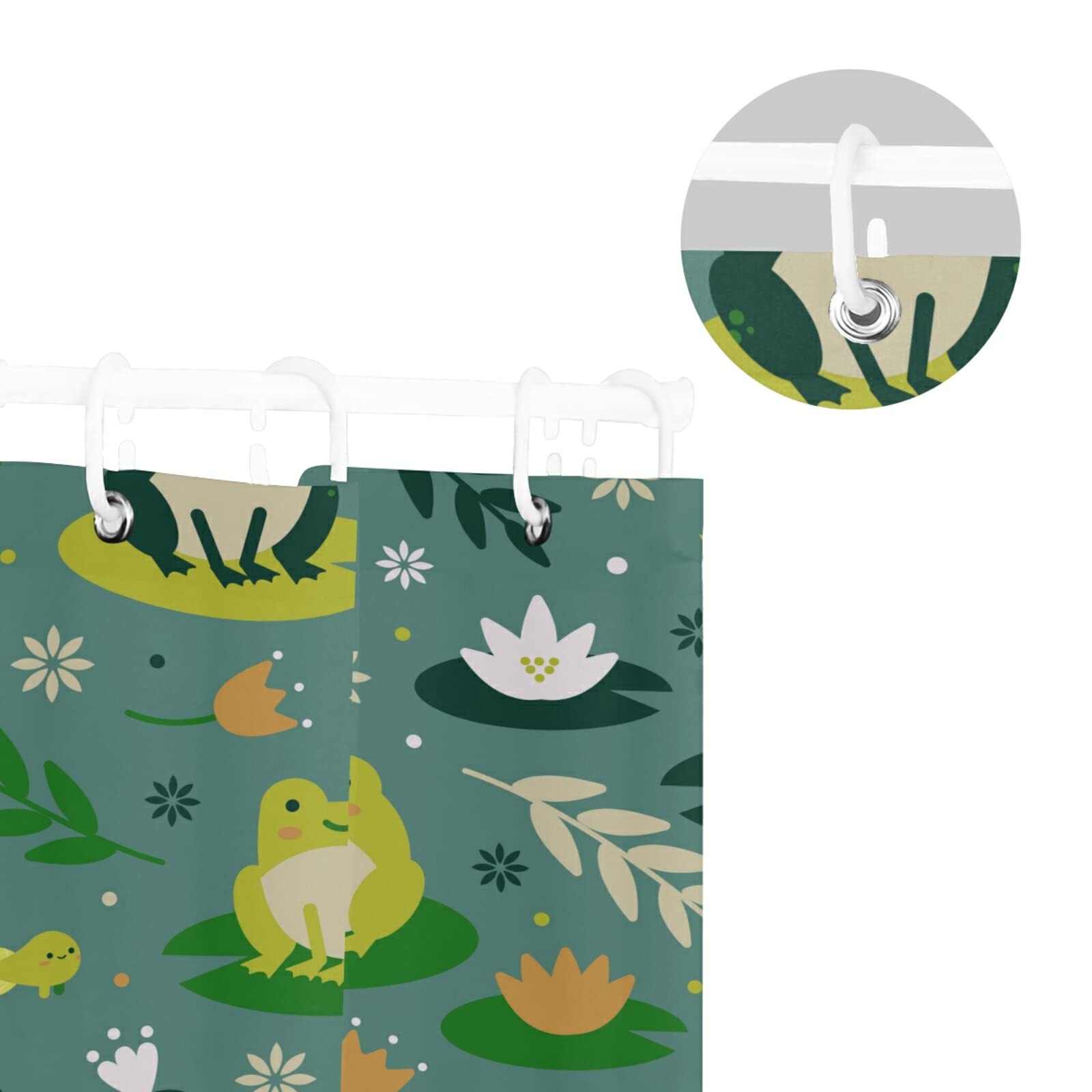 Wellday Cute Frogs Shower Curtain Bathroom Decor Waterproof Fabric Shower Curtains With Hooks 60X72 Inch