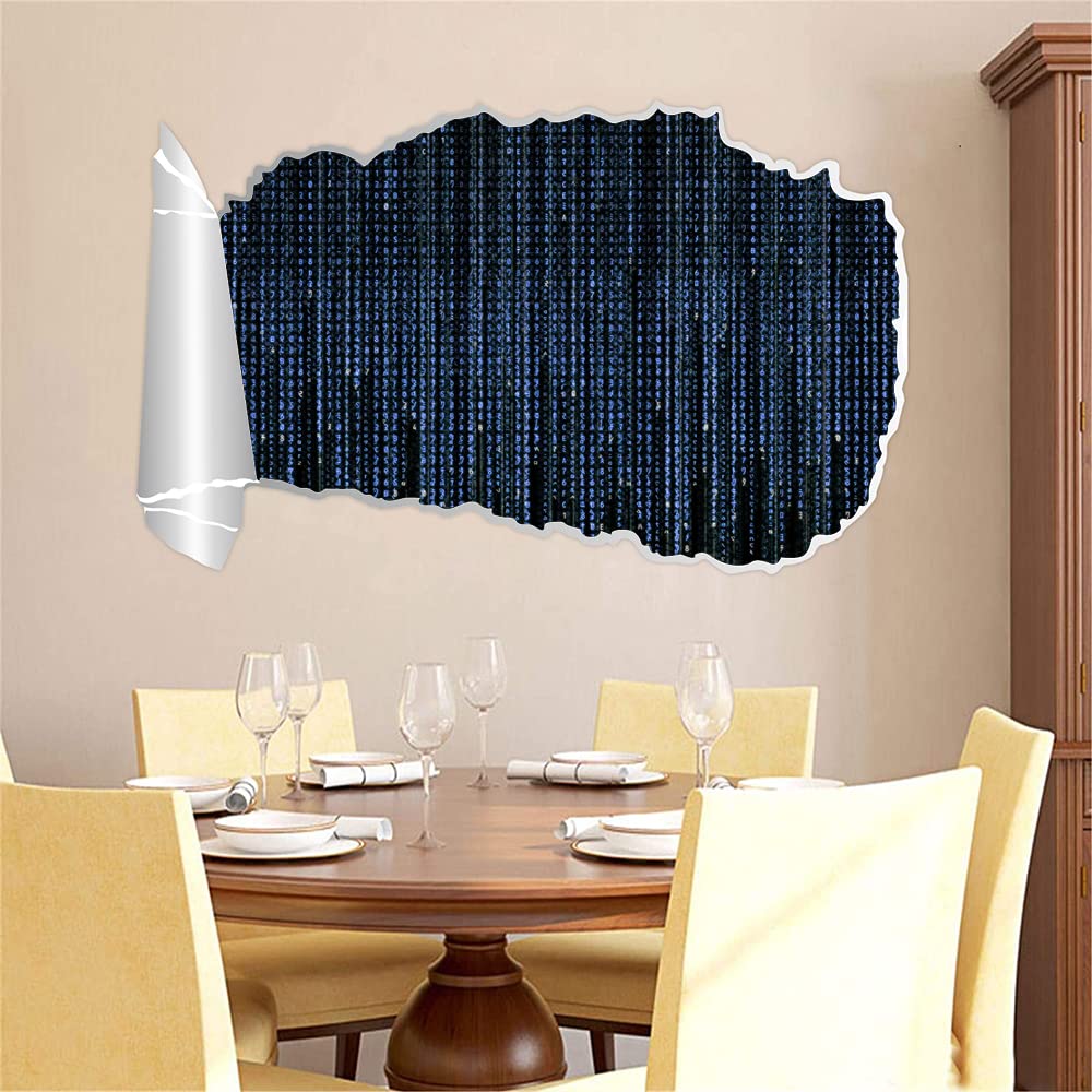 Gadgets Wrap Printed Wall Decal Sticker Scratched Book Roll Paper Style Decal (95Cm X 58Cm) - Blue Coding