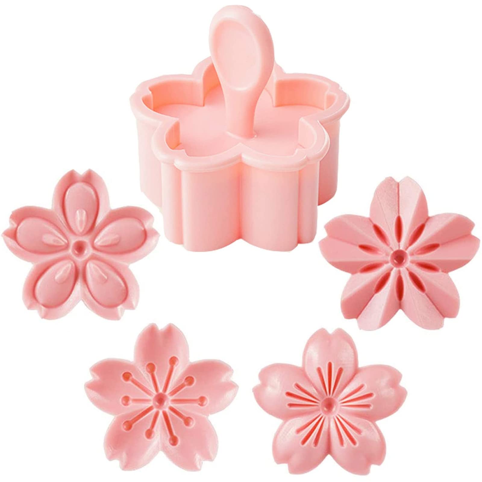 5Pcs/Set Cookie Mold Stampers Cherry Blossom Pastry/Fondant Cutters Flower-Shape Hand Pressure Pastry Mould For Sakula Cookies,