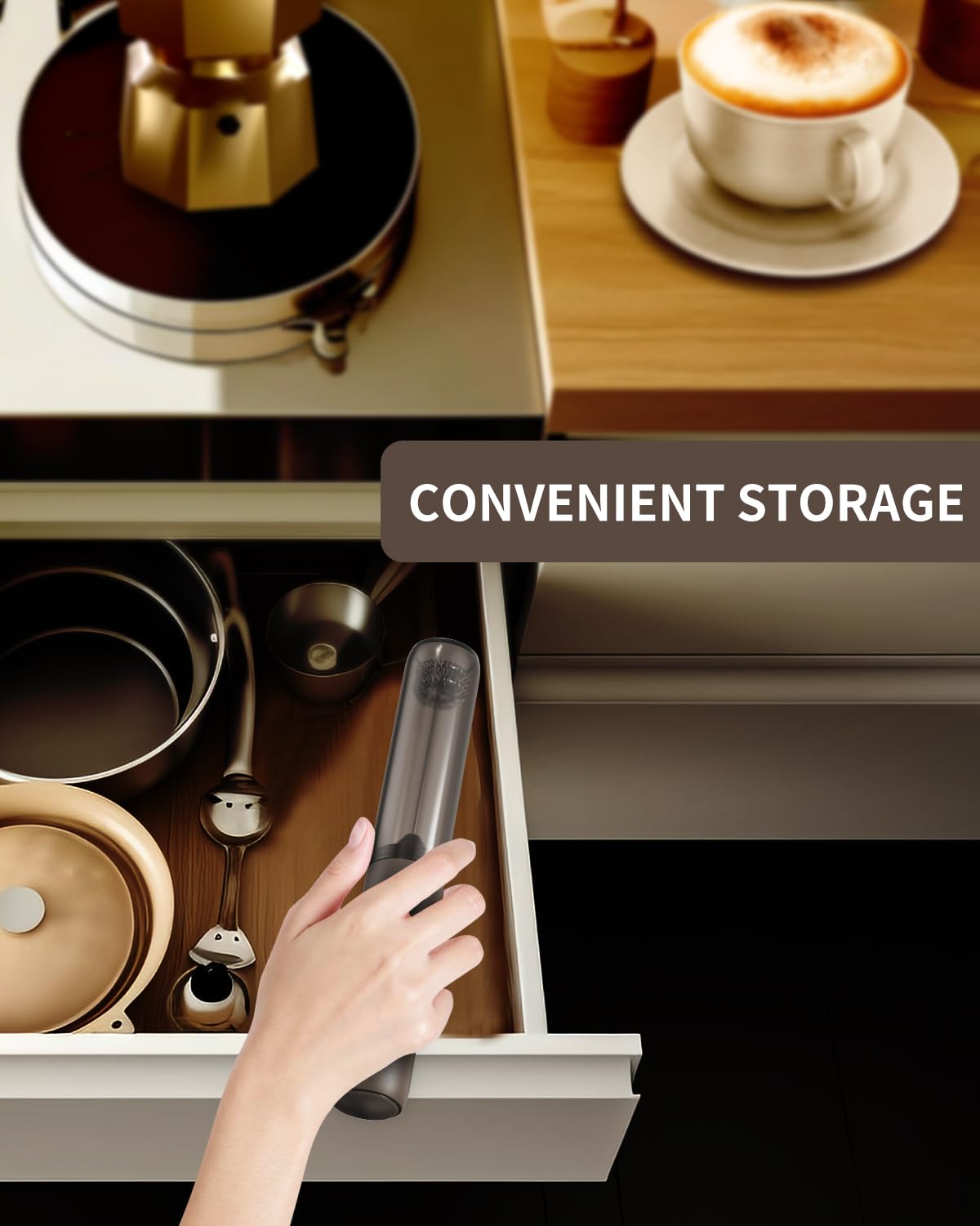 CIRCLE JOY Portable Rechargeable Milk Frother Hanheld, Dual Spring Whisk Electric Coffee Frother Wand Drink Mixer for Matcha Lat