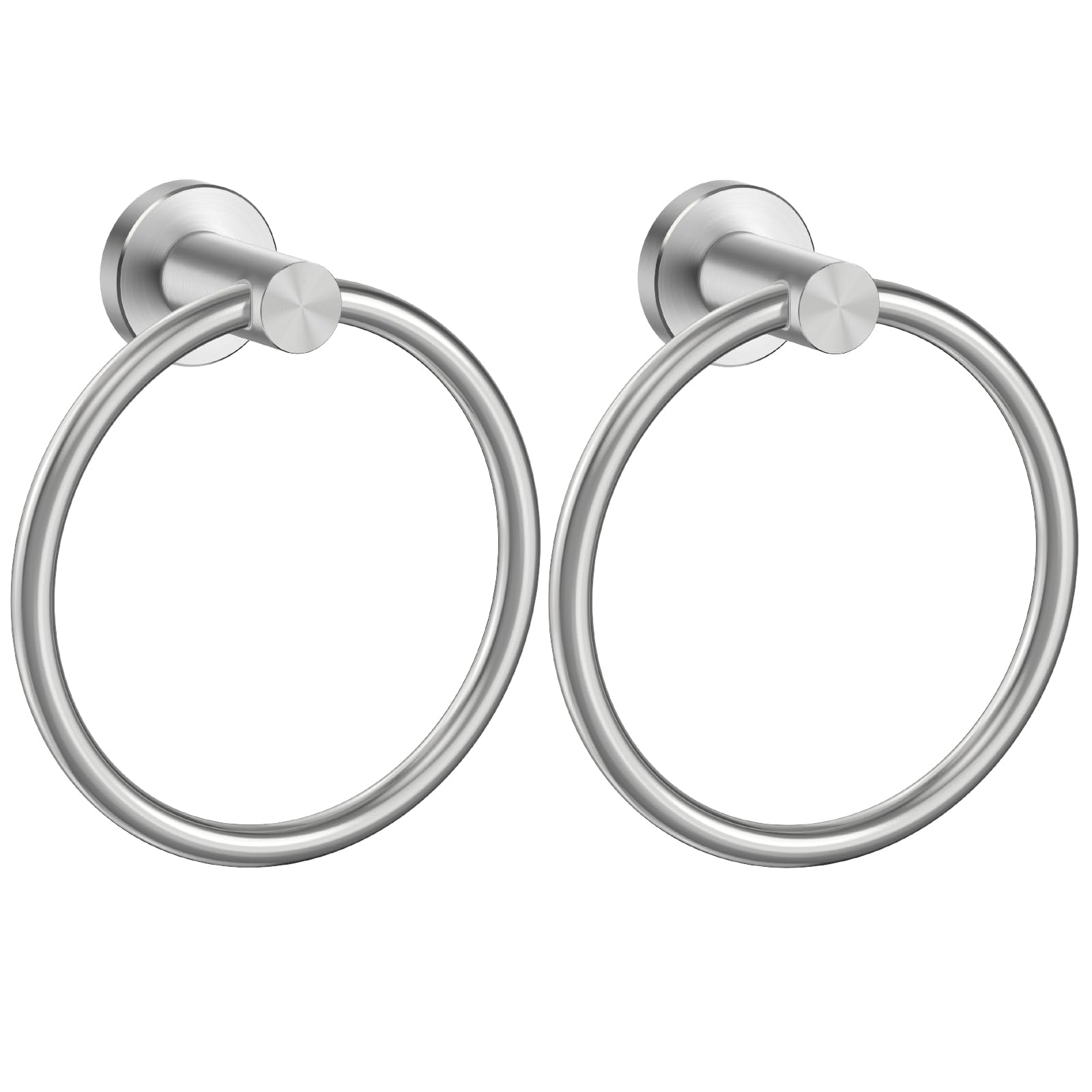 Forious Brushed Nickel Towel Ring 2 Packs, Sus304 Stainless Steel Hand Towel Holder For Bathroom Wall Mounted, Modern Towel Hang