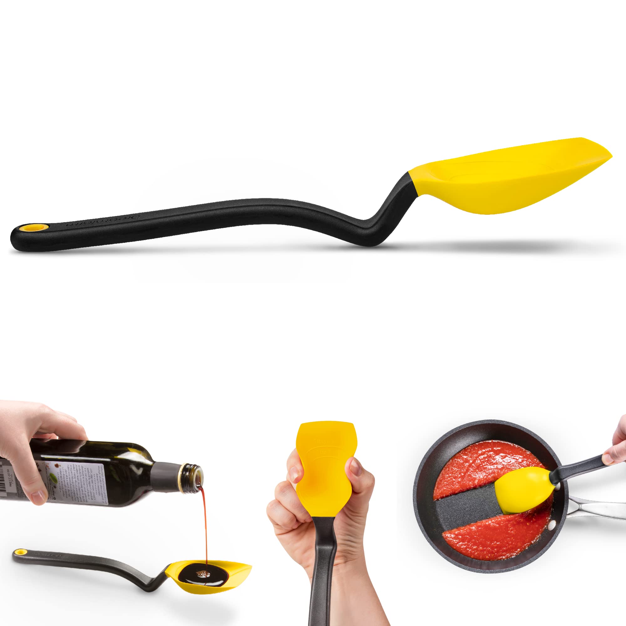 Dreamfarm Supoon | Non-Stick Silicone Sit Up Scraping & Cooking Spoon With Measuring Lines | Yellow
