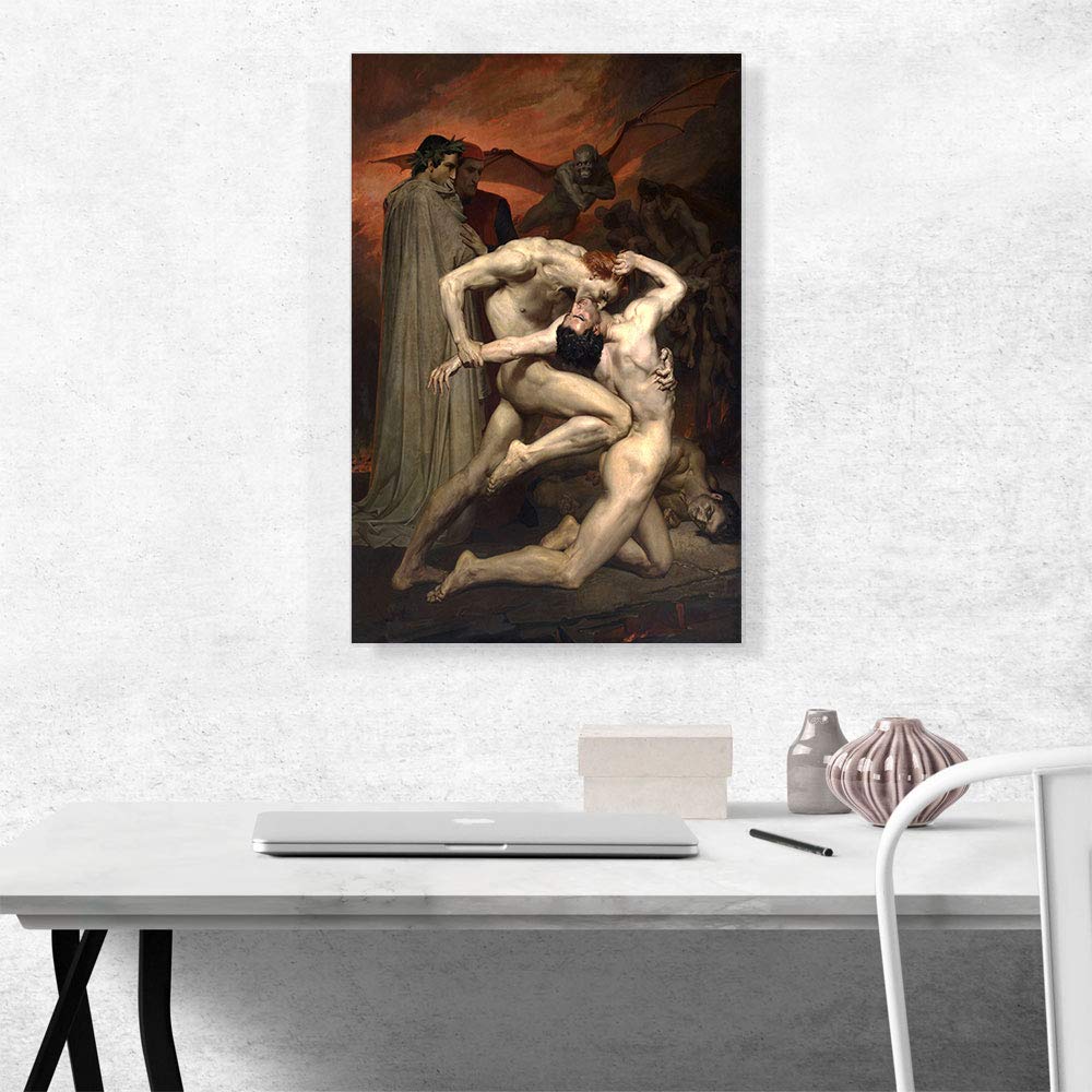 Artcanvas Dante And Virgil In Hell 1850 Canvas Art Print Stretched Framed Painting Picture Poster Giclee Wall Decor By William-A