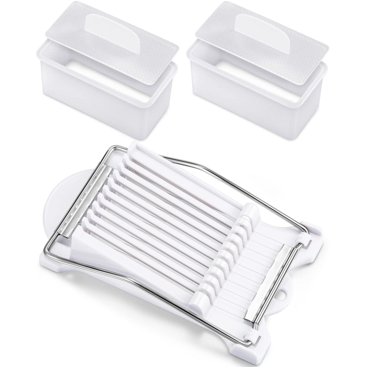2 Pieces Musubi Mold And Slicer Rectangle White Musubi Maker Kit Safe Luncheon Meat Slicer Musubi Press Mold For Kitchen, Restau