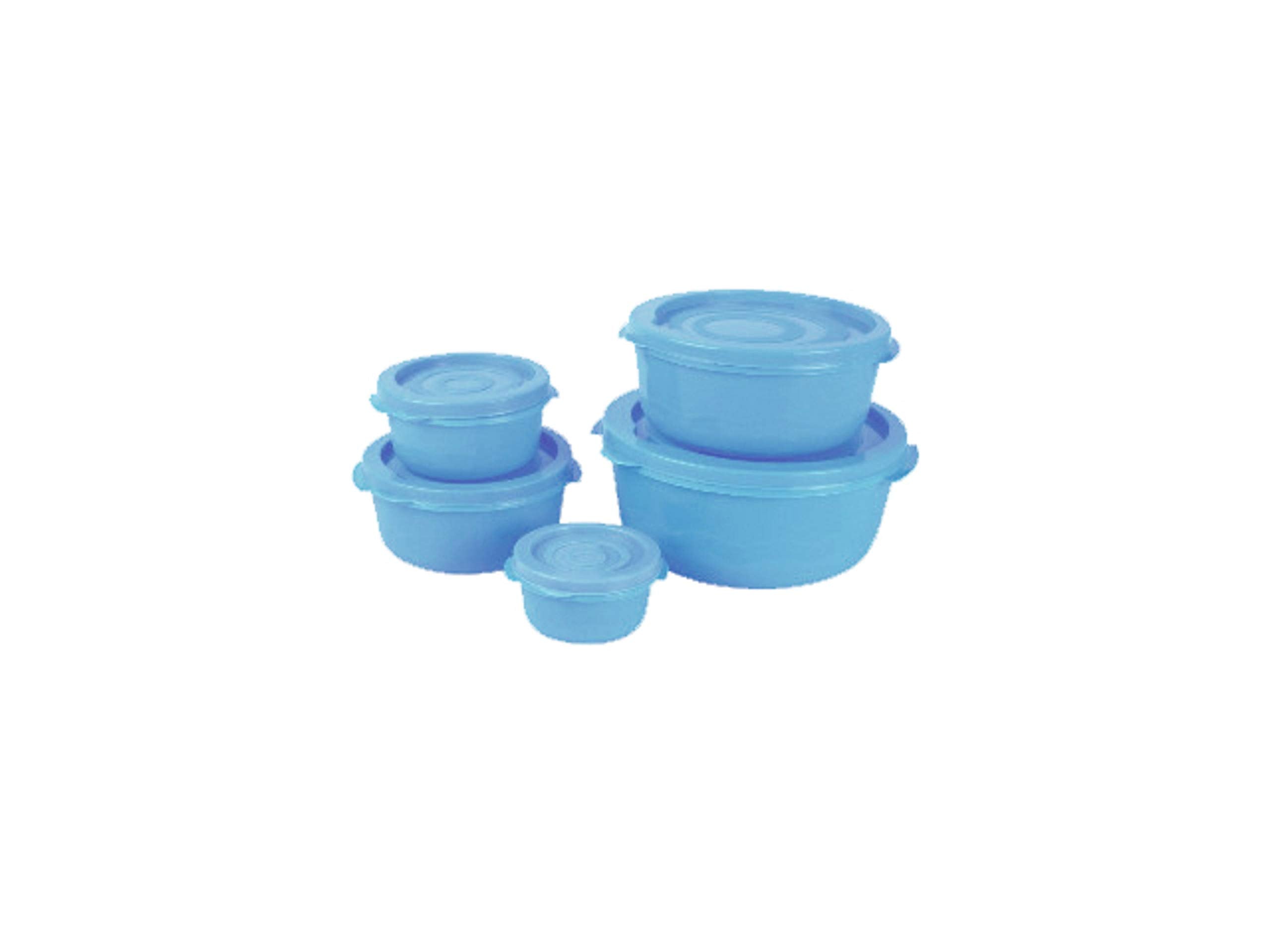 Porpoise Microwave Kitchen Food Storage Container Jar Bowl Set Of 5 (Microwave Safe Without Lid) (Blue 5Pc)