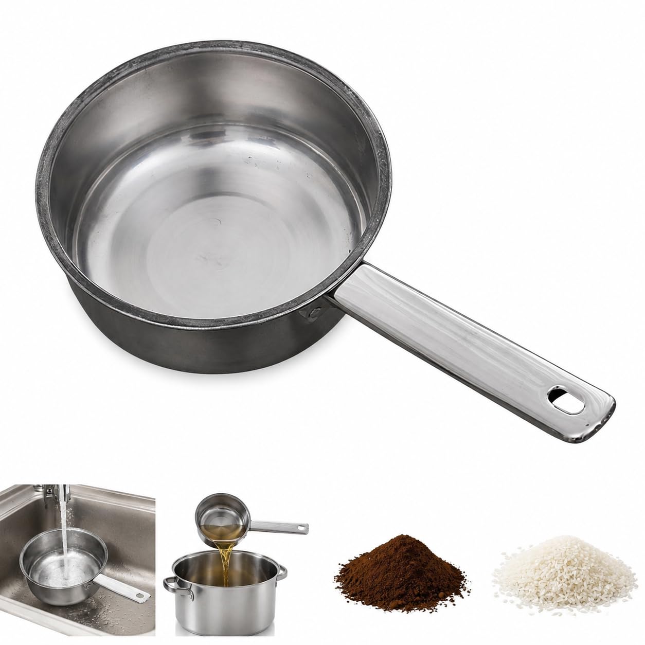 MUCKLILY Stainless Steel Water Ladle Long Handle Metal Water Spoon, 11.81in