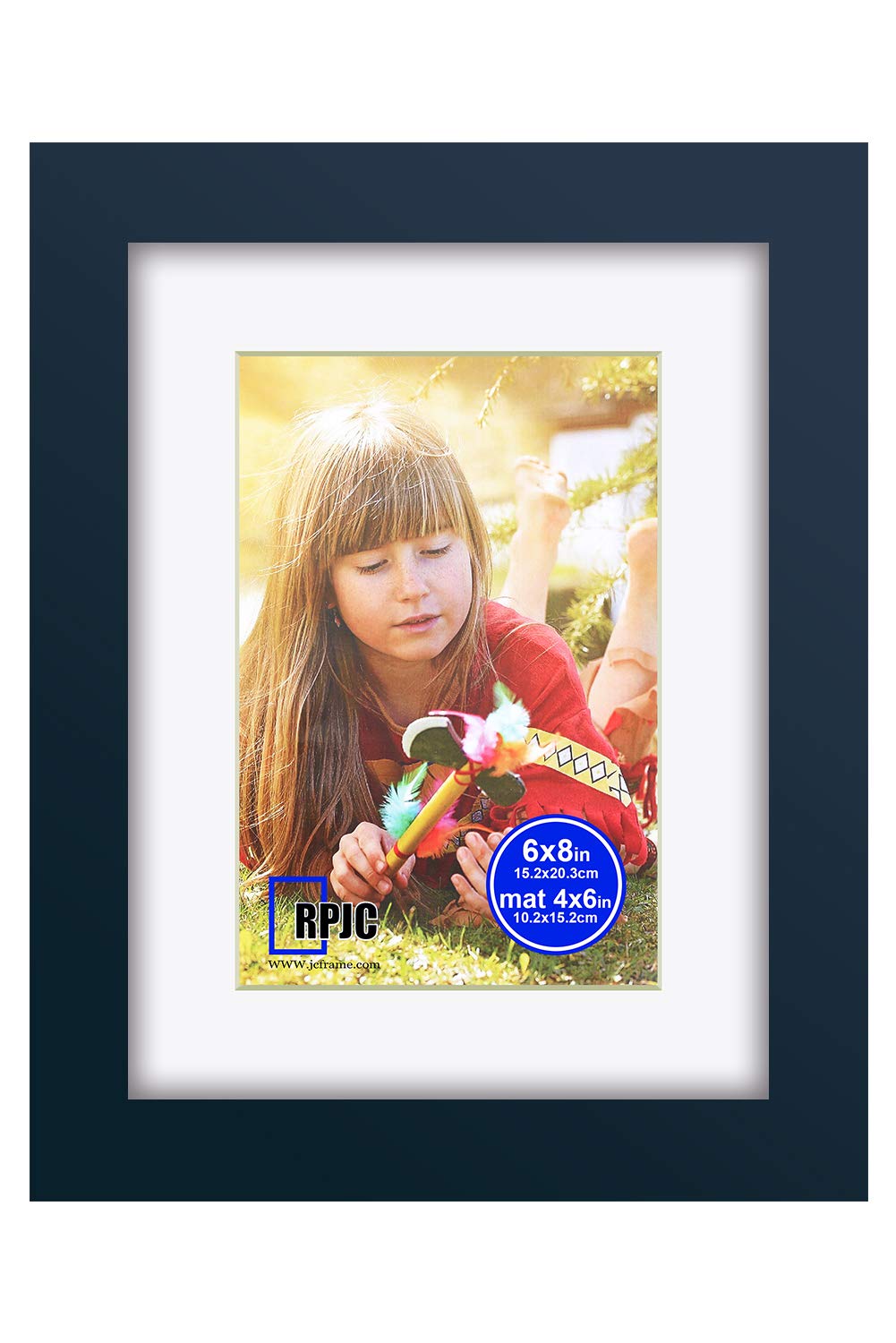 RPJC 6x8 inch Picture Frame Made of Solid Wood and High Definition Glass Display Pictures 4x6 with Mat or 6x8 Without Mat for Wa