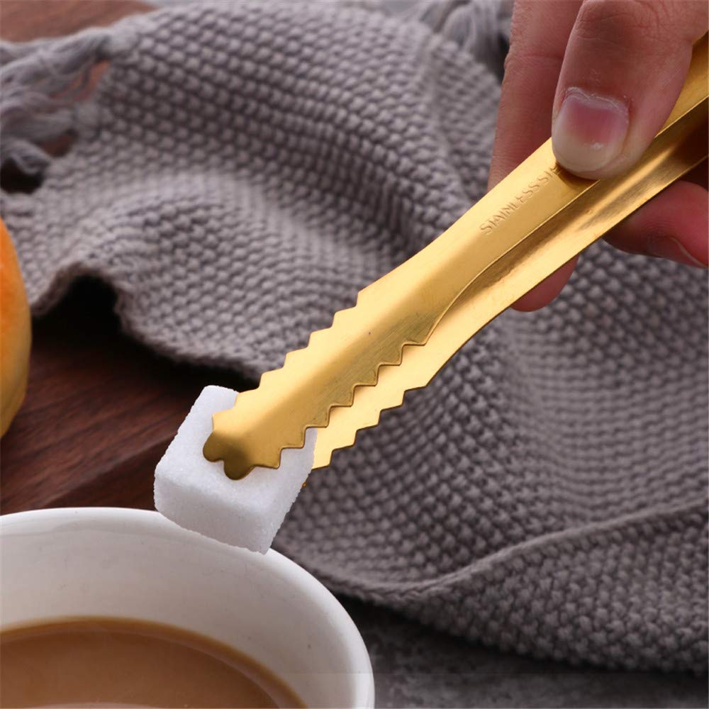 Mingcheng Stainless Steel Ice Scoop And Ice Tongs Small, Round Bottom Bar Ice Utility Scoop, 6 Inches Serving Tongs With Teeth F