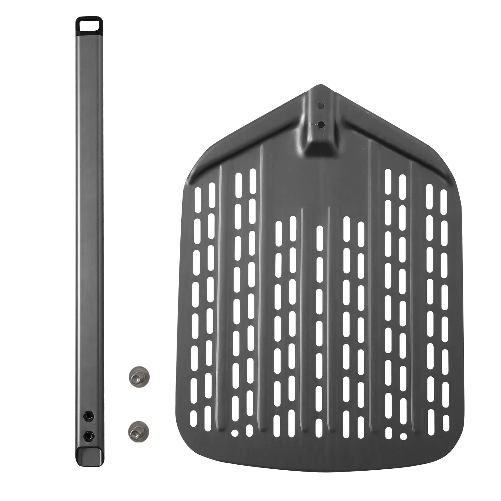 12'' Perforated Pizza Peel Anodised Aluminium Pizza Turner Removable Long Handle Lightweight Pizza Spinner Professional Pizza Ov