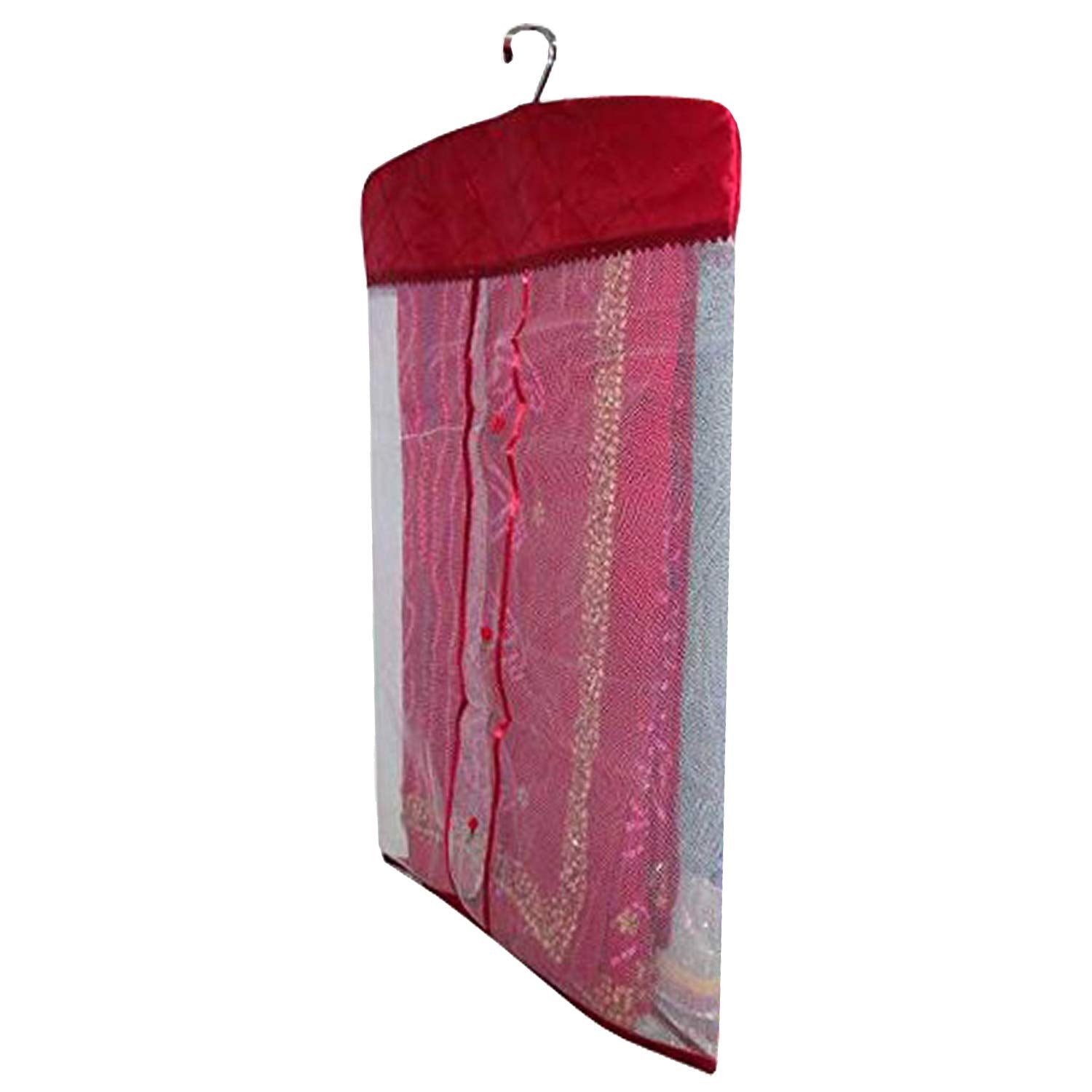Kuber Industries Satin 12 Pieces Hanging Saree Cover Set (Maroon) -Ctktc013506
