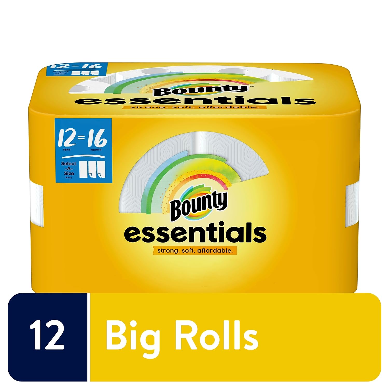 Bounty 74682 Essentials Select-A-Size Paper Towels, 2-Ply, 83 Sheets/Roll, 12 Rolls/Carton