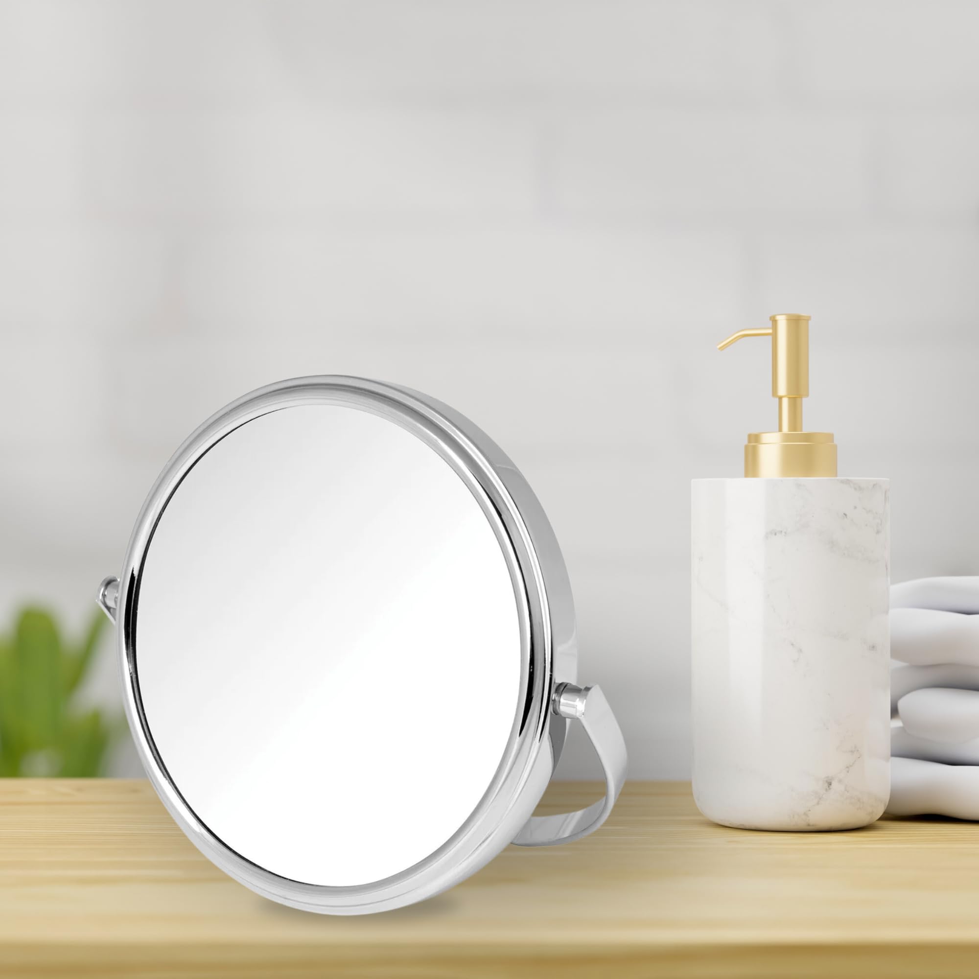 Model'S Choice Jerdon Tabletop Vanity Makeup Mirror With Chrome Finish - 5.5    Diameter Mirror With 5X-1X Magnification - Model