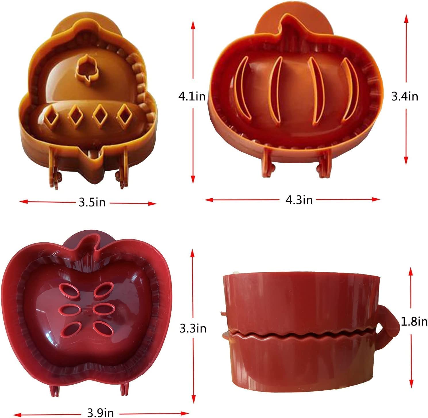 3 Pieces Dough Presser Pie Molds, Party Potluck Hand Pie Molds, Fall Apple Pumpkin And Acorn Shapes Mini Pocket Pie Maker