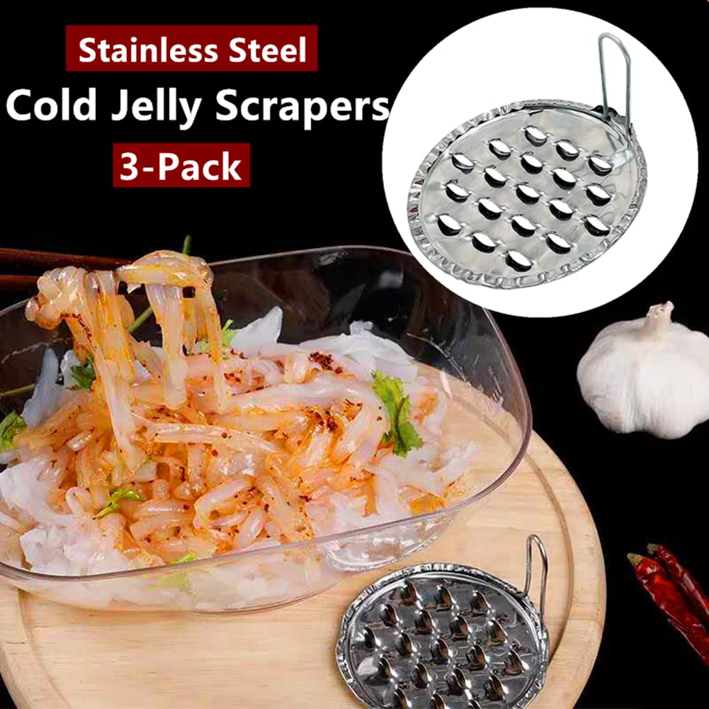 3Pcs Jelly Scraping Cold Noodle Scraper Stainless Steel Snack Tools Household Manual Kitchen Scratch Fruit Scrapers Kitchen Uten