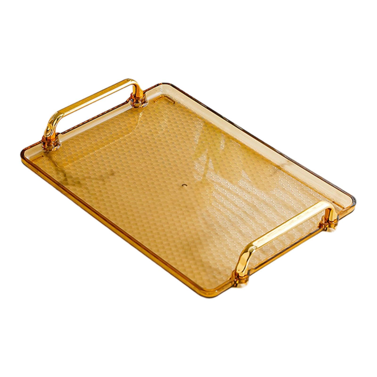 Bnf Serving Tray With Handle Storage Organizer Dish Home Living Room Vanity Tray Amber Medium | Kitchen, Dining & Bar | Dinnerwa