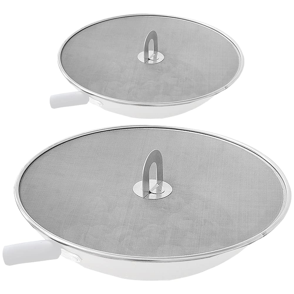 Snowyee Splatter Screen For Frying Pan, Grease Splatter Guard Stainless Steel Large 13    And Small 10    Shield (2 In 1 Set)