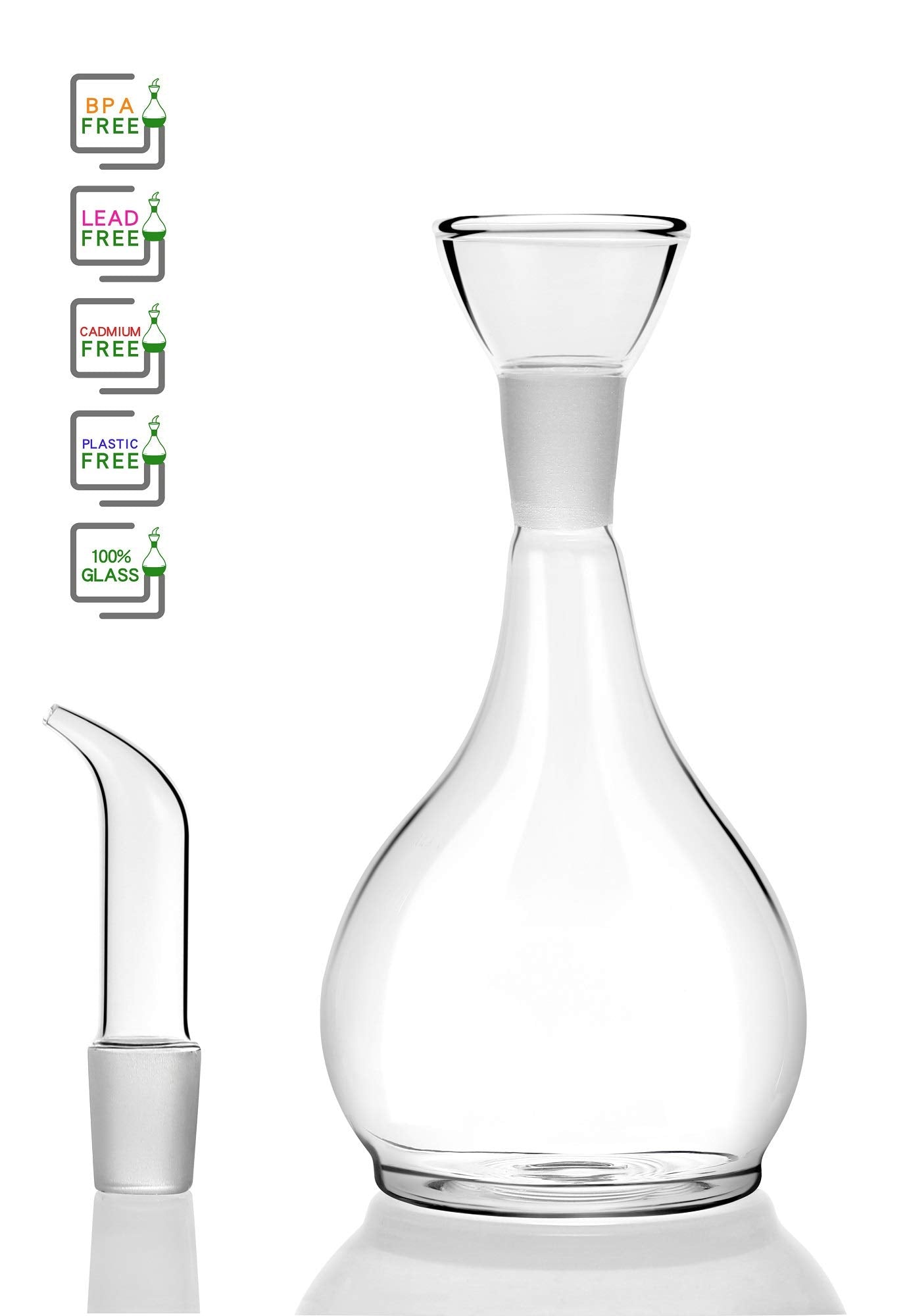 Haizeen 13Ounce/ 380 Ml Clear Glass Olive Oil Dispenser Bottle - Oil & Vinegar Cruet With Pourers And No Funnel Needed - Olive O