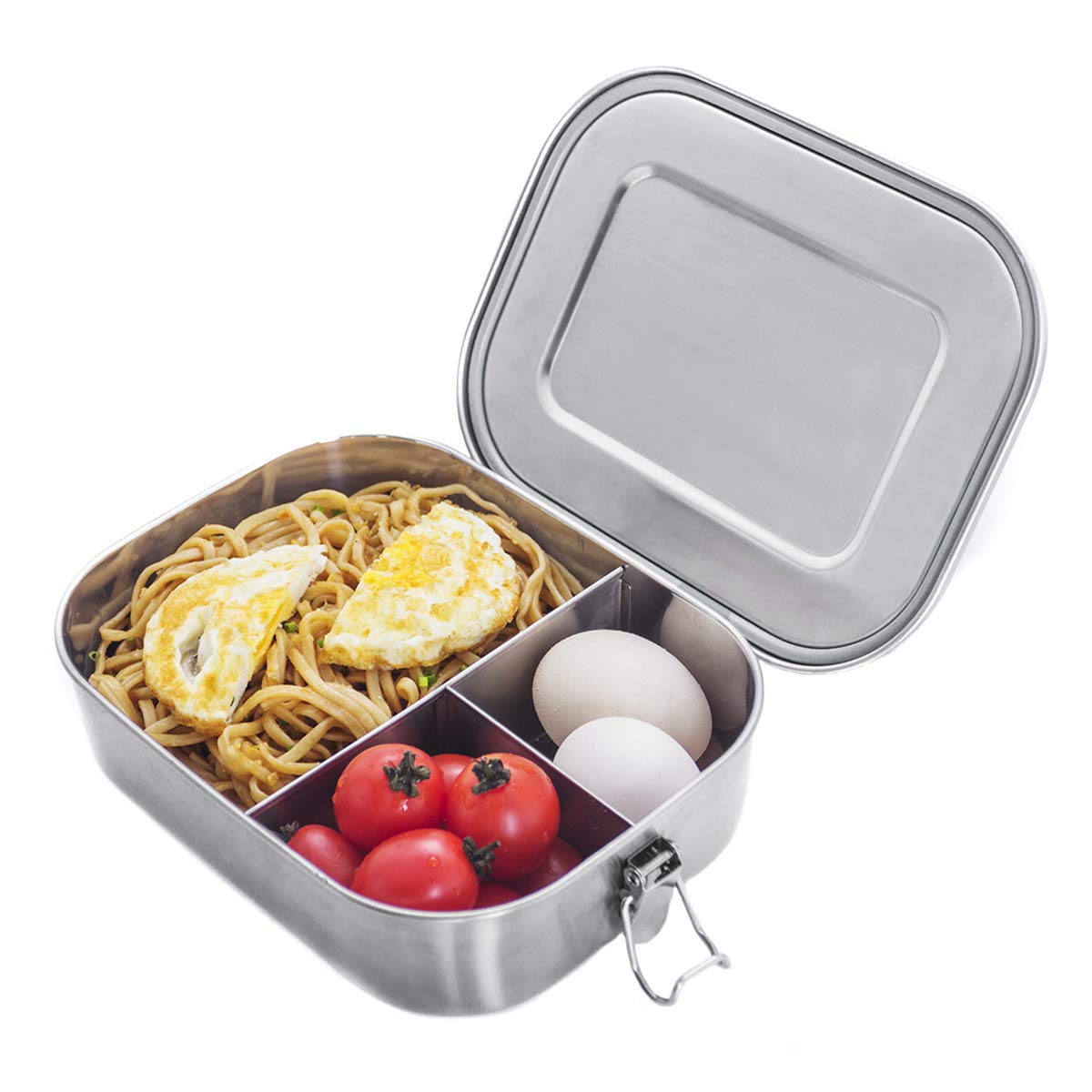Stainless Steel Bento Box Lunch Containers For Adults Leakproof 3 Compartment Metal Bento Lunch Box Food Container For Over 5 Ye