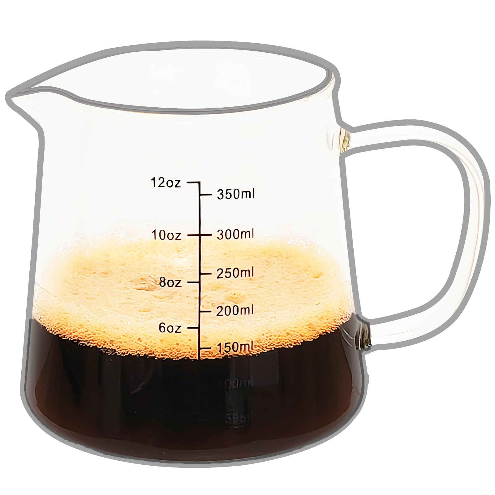 TIWPAJS Espresso Cups12OZ, Espresso Accessories, Expresso Shots Cup, Heat-resistant Glass Measuring Cup, Milk Frothing Pitcher, 