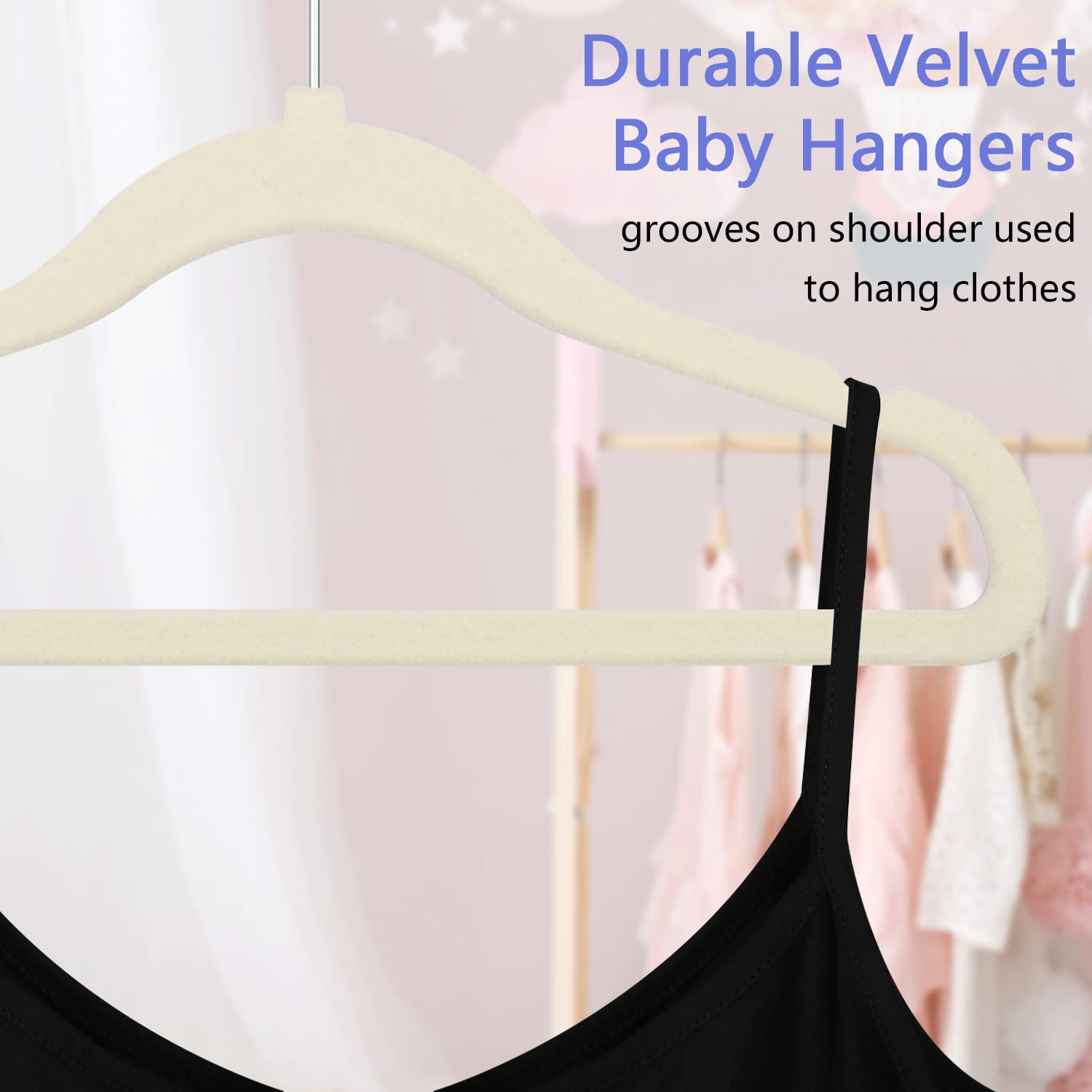 Goodtou Kids Velvet Hangers Baby Hangers For Closet 20 Pack Non Slip Childrens Infant Hangers Beige