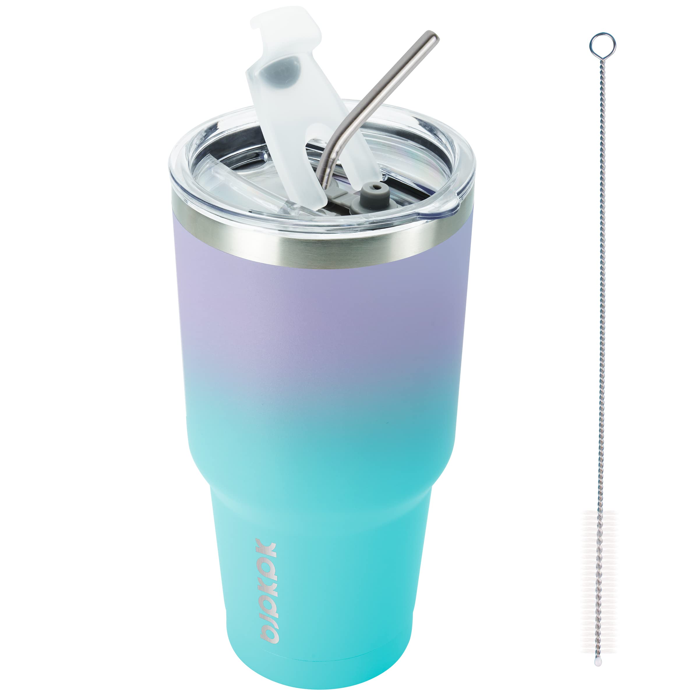 Bjpkpk 30Oz Tumbler Stainless Steel Double Wall Vacuum Insulated Mug With Straw And Lid For Women And Men,Oasis
