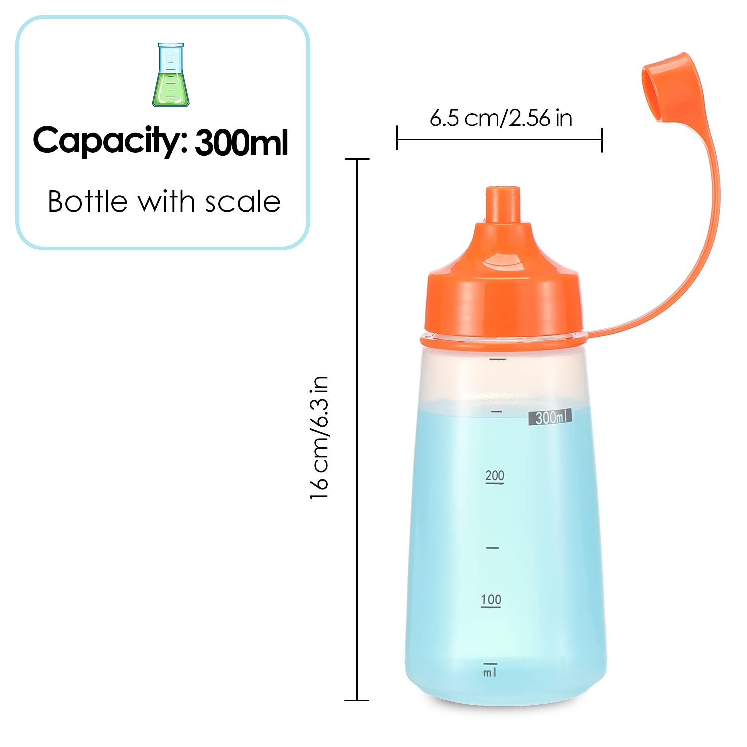 Ondiomn Condiment Squeeze Bottle Wide Mouth, 2 Pack 300Ml Empty Reusable Squeeze Bottles For Honey,Batter,Catsup,Onion,Resin,Bak