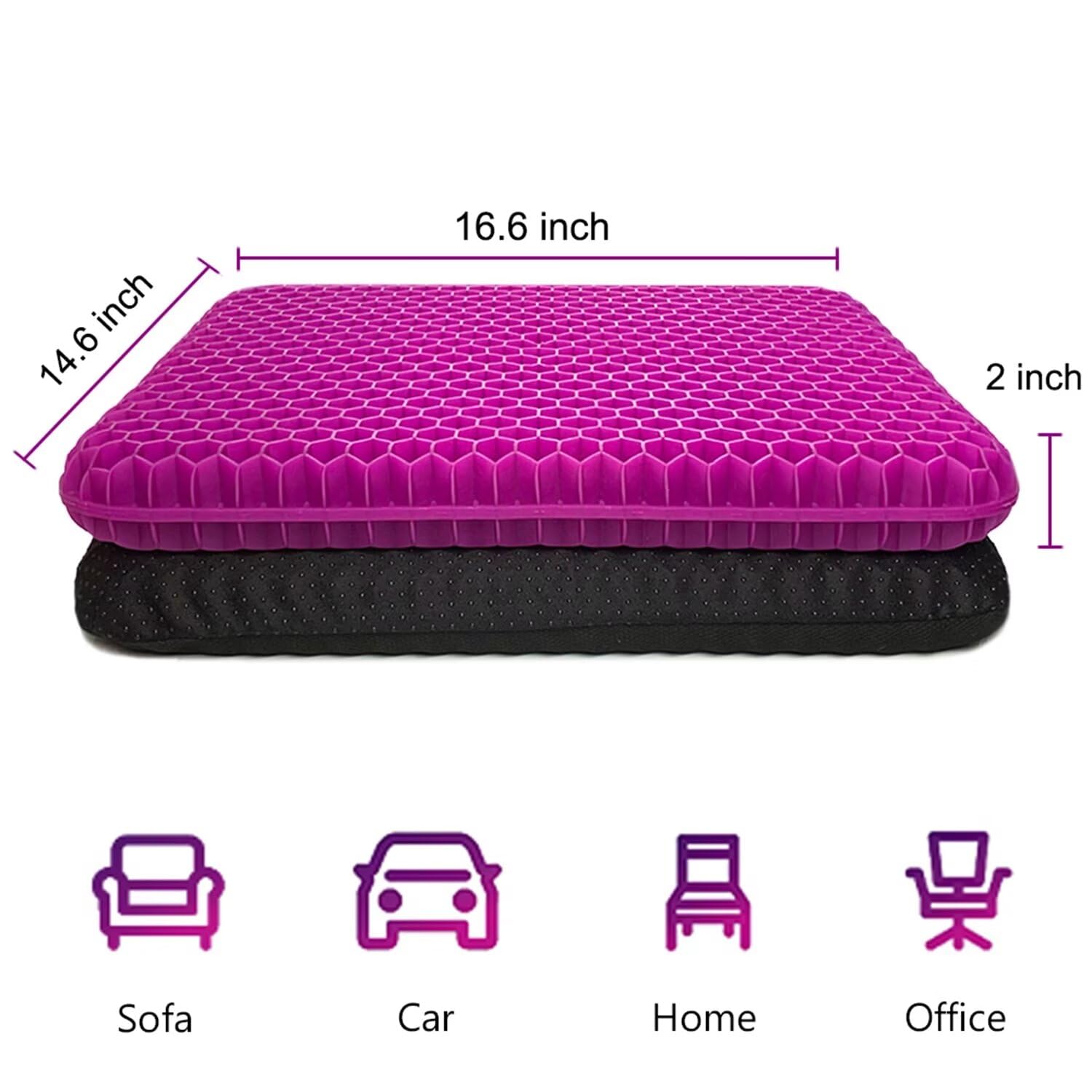 Gel Seat Cushion, Extra Thick Gel Cushion Office Seat Cushion With Non-Slip Cover, Breathable Chair Pads Honeycomb Design Absorb