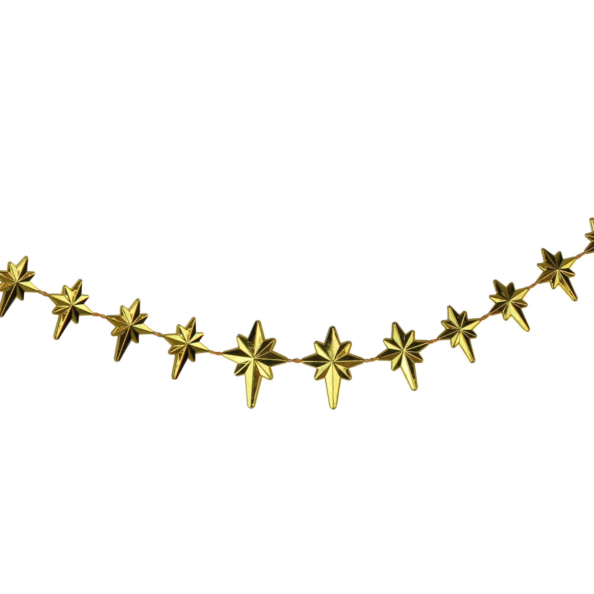9 x 1 Shiny Gold Star of Bethlehem Beaded Artificial Christmas Garland - Unlit